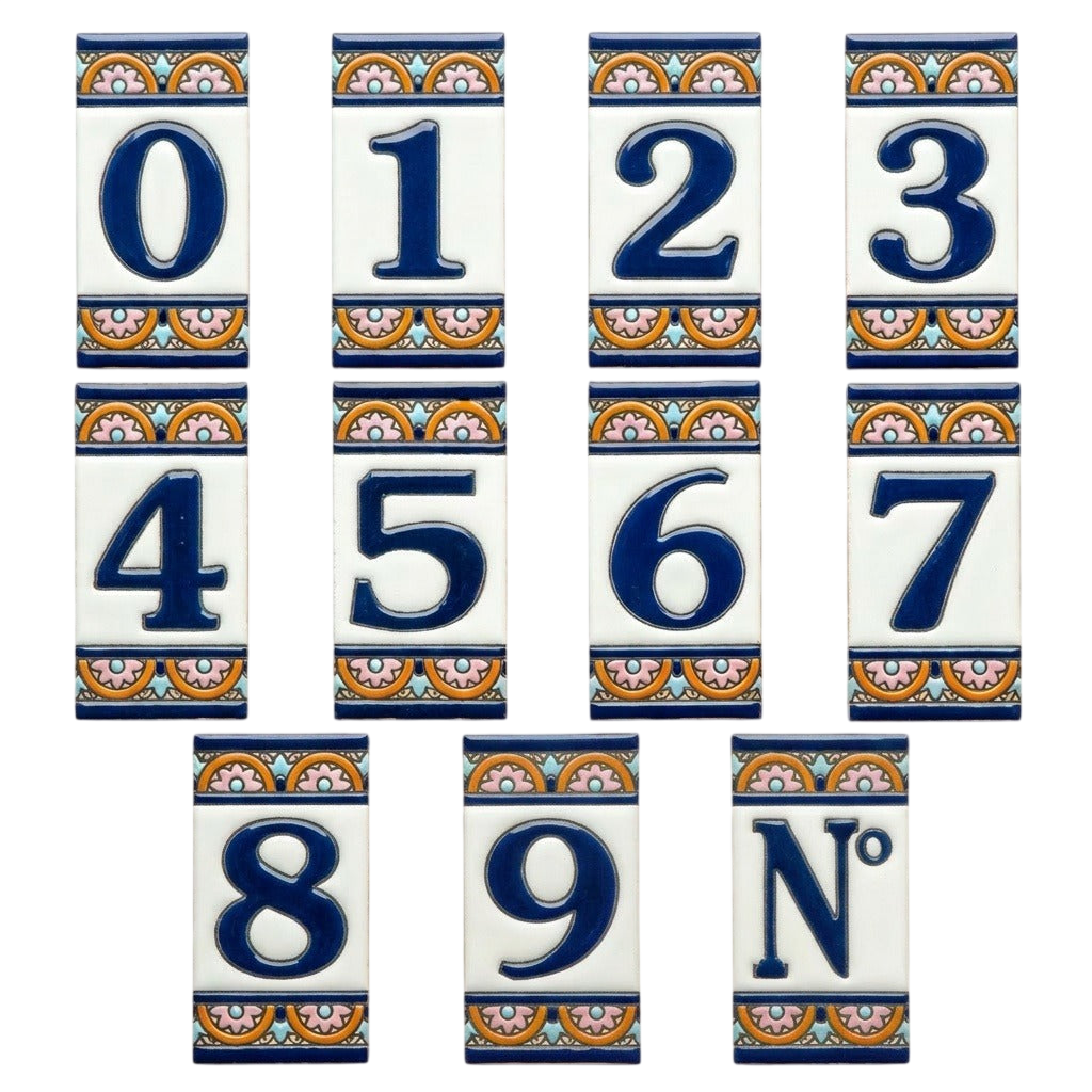 Acco Azul | Ceramic Door Number Tile & Frame – 5.5cm x 11cm (2.17" x 4.33")