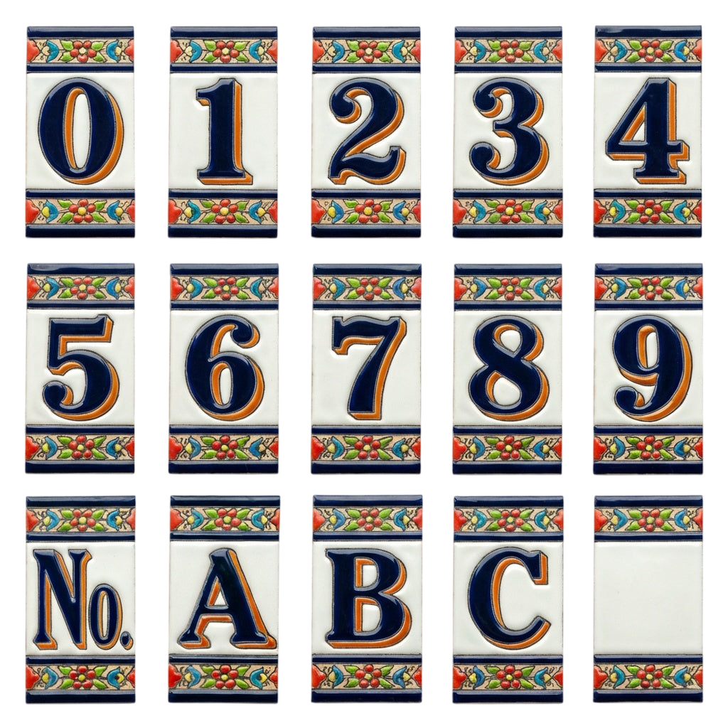 Canarias | Ceramic Door Number Tile & Frame – 5.5cm x 11cm (2.17" x 4.33")