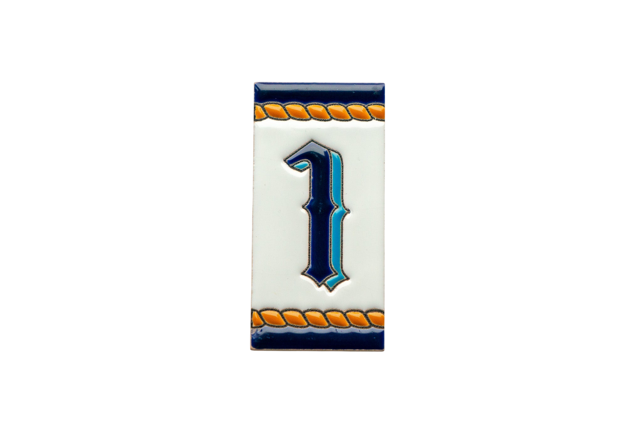 Marine | Numéro de porte en céramique avec cadre – 5,5 cm x 11 cm (2,17 po x 4,33 po)