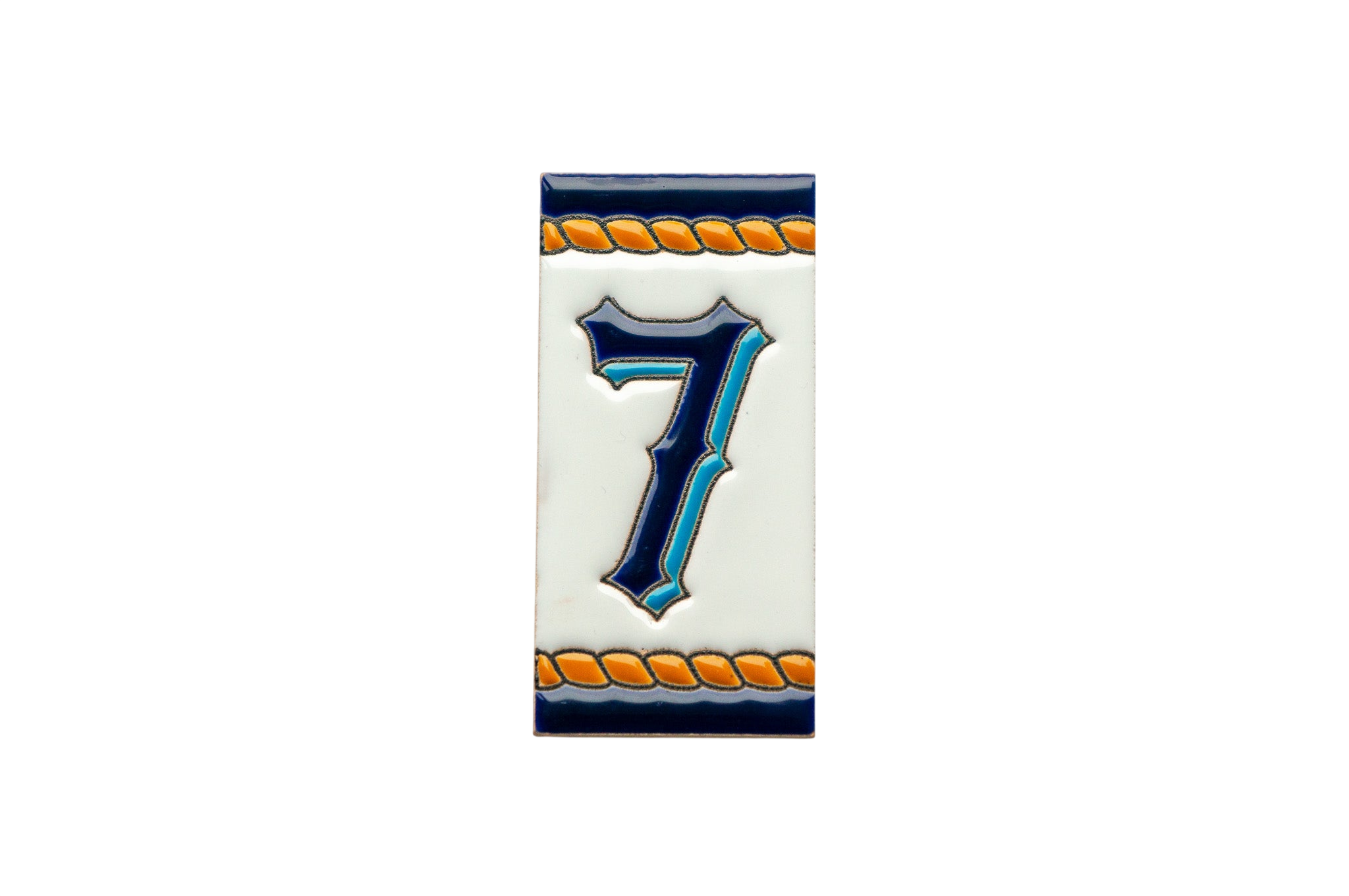Marine | Numéro de porte en céramique avec cadre – 5,5 cm x 11 cm (2,17 po x 4,33 po)
