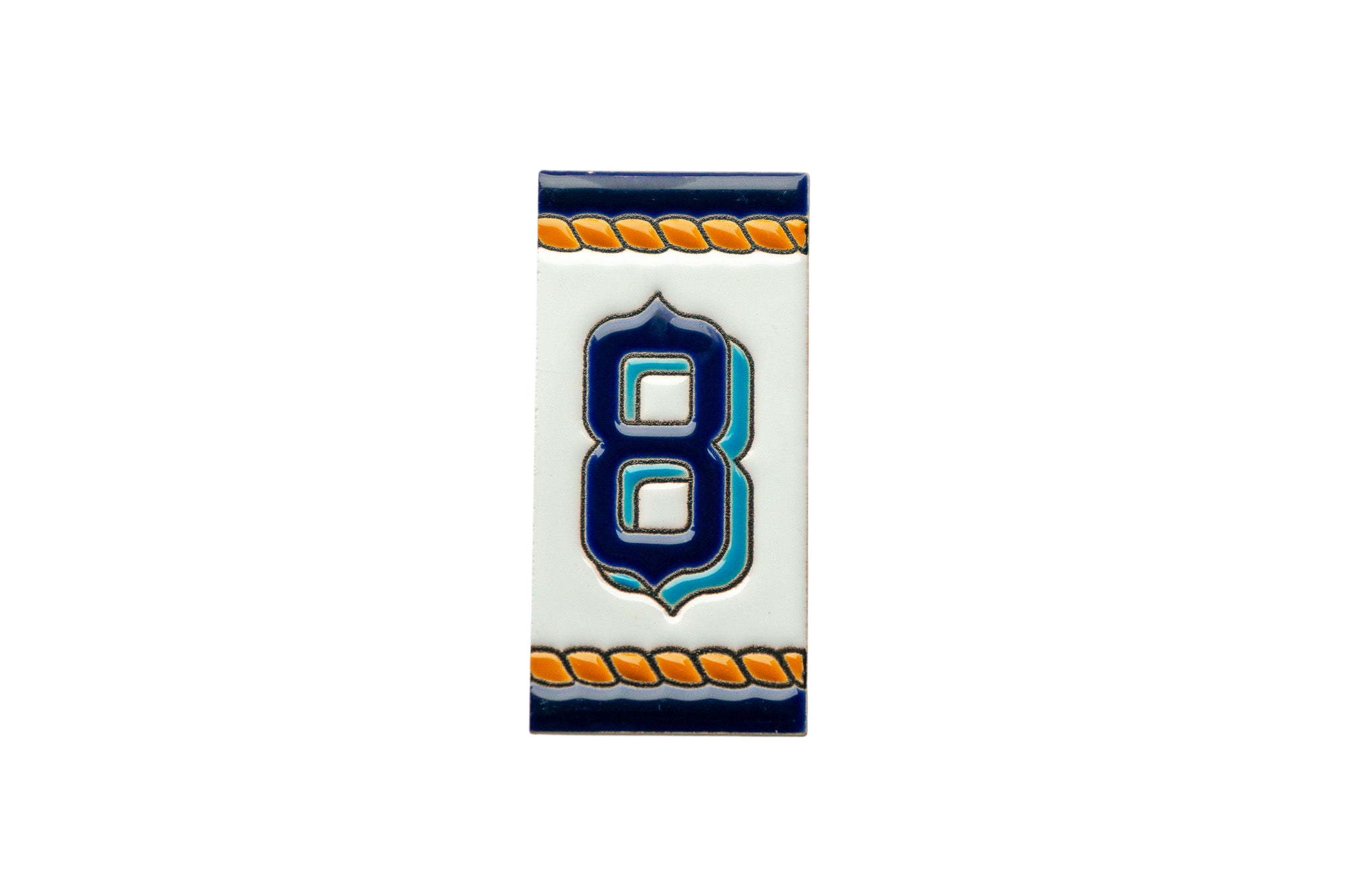 Marine | Numéro de porte en céramique avec cadre – 5,5 cm x 11 cm (2,17 po x 4,33 po)