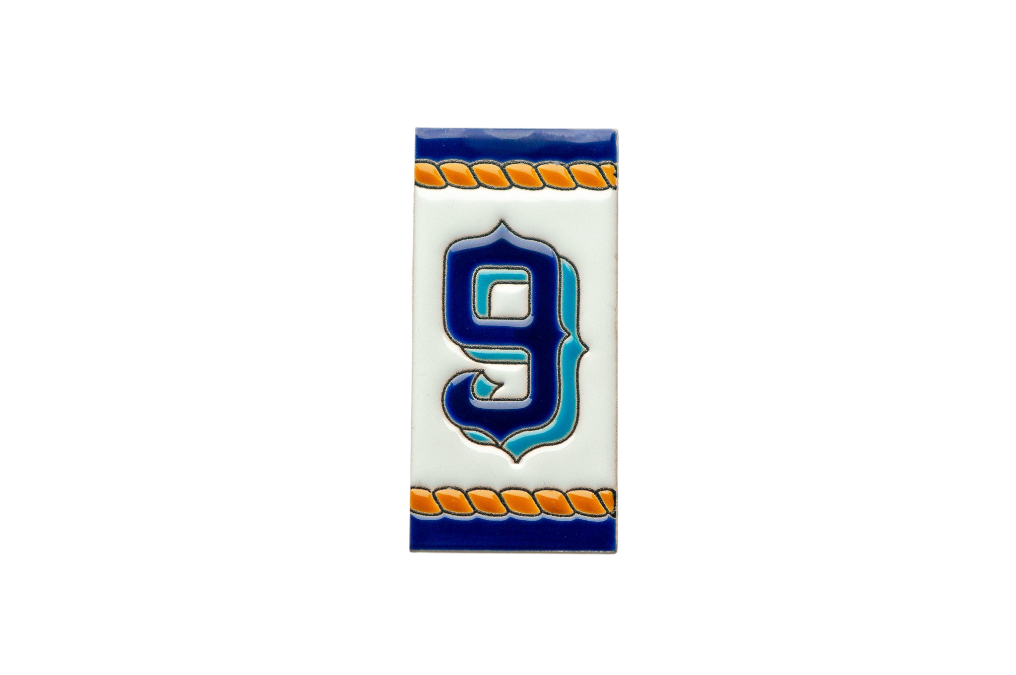 Marine | Numéro de porte en céramique avec cadre – 5,5 cm x 11 cm (2,17 po x 4,33 po)