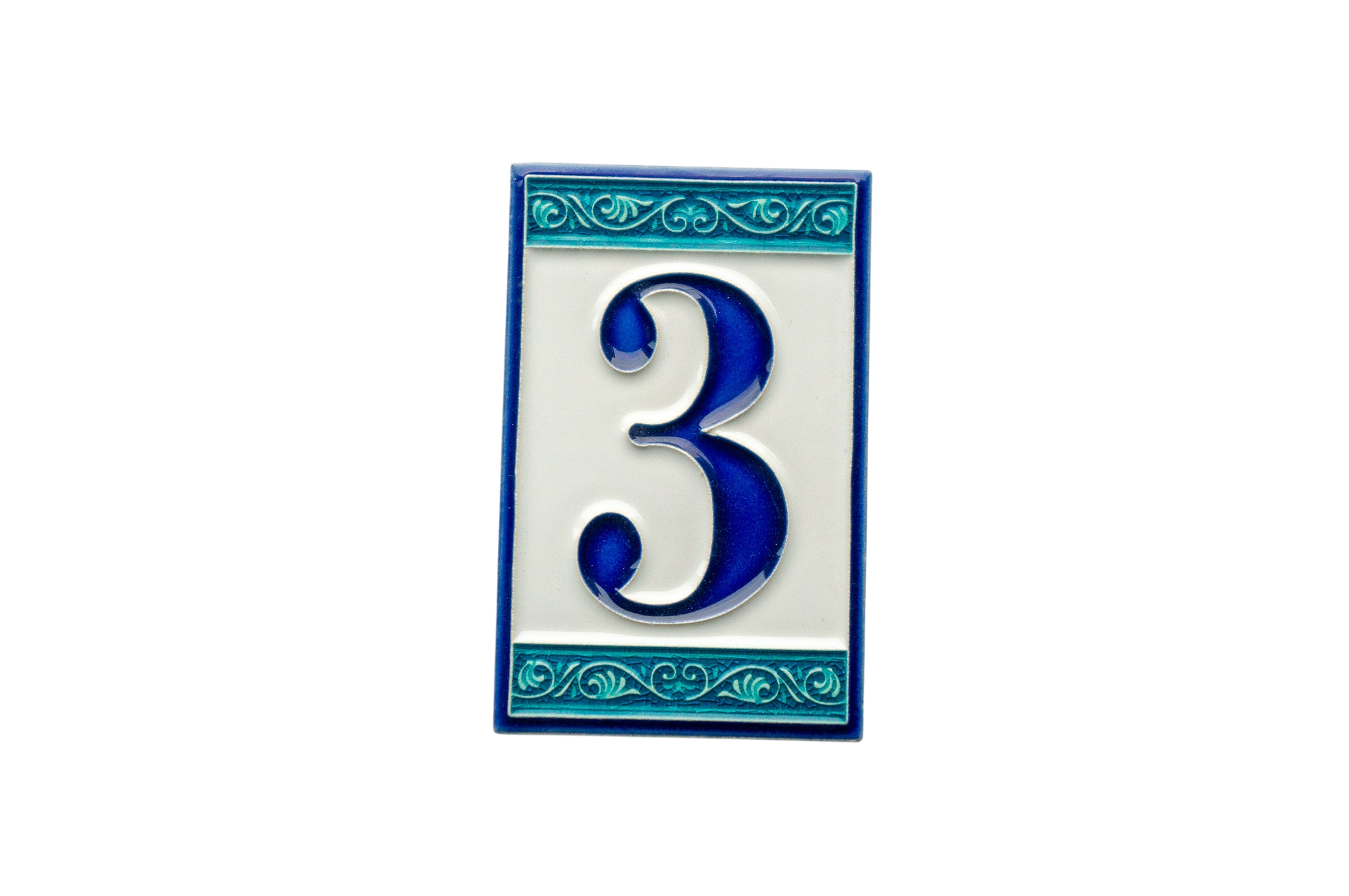 Greek | Ceramic Door Number Tile & Frame – 7cm x 11cm (2.76" x 4.33")