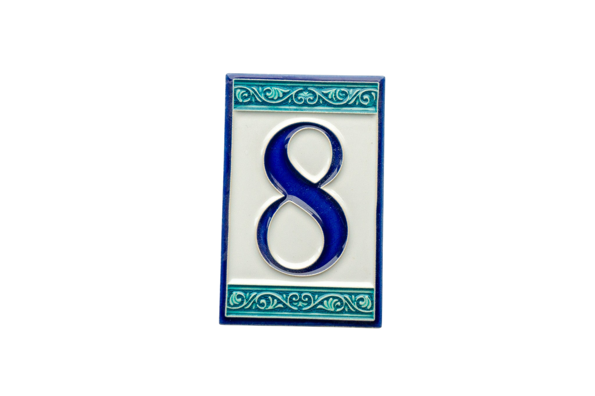 Greek | Ceramic Door Number Tile & Frame – 7cm x 11cm (2.76" x 4.33")