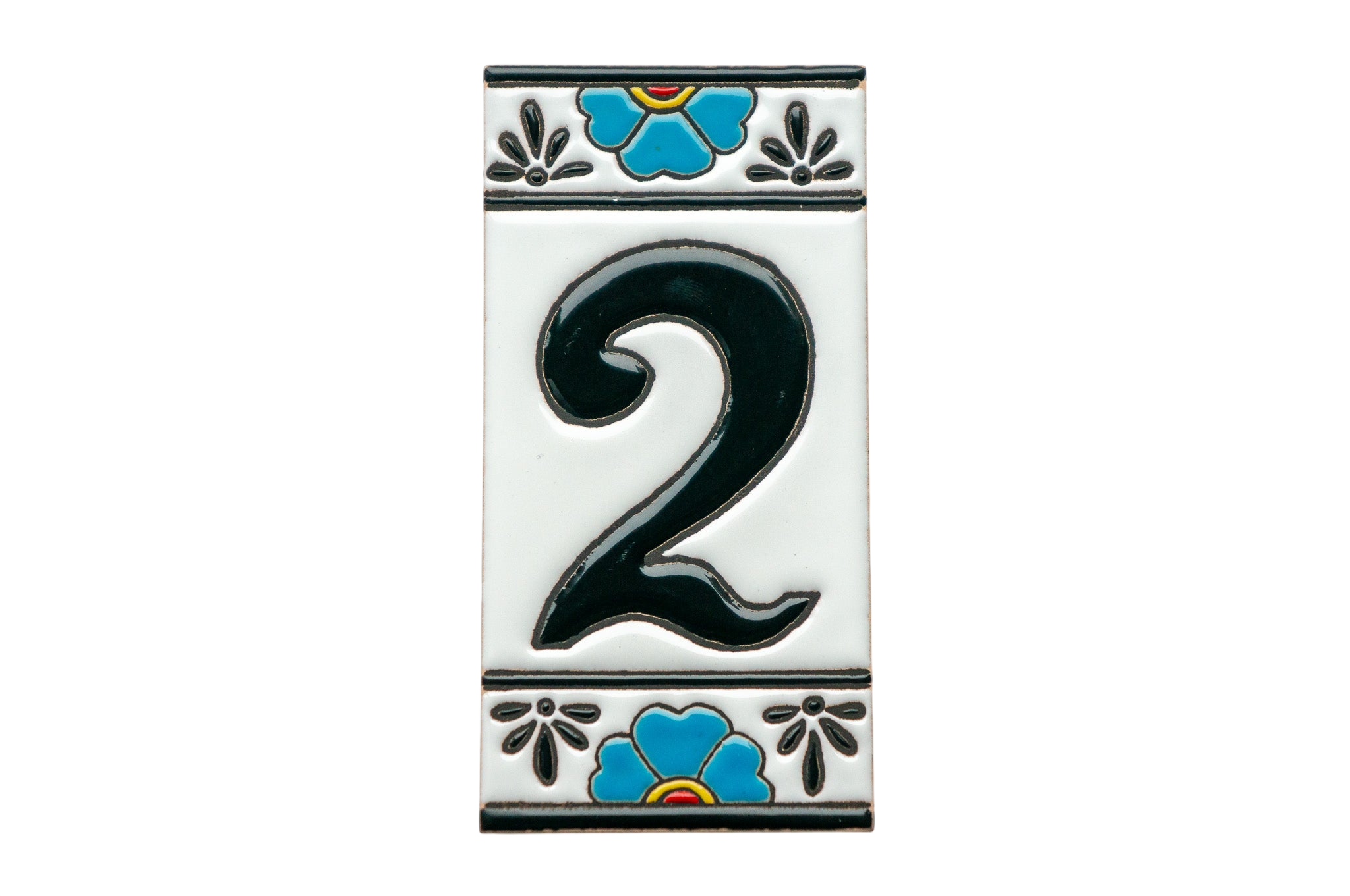 Numéro de porte mexicain en céramique avec cadre – 7,5 cm x 15 cm (2,95 po x 5,91 po)