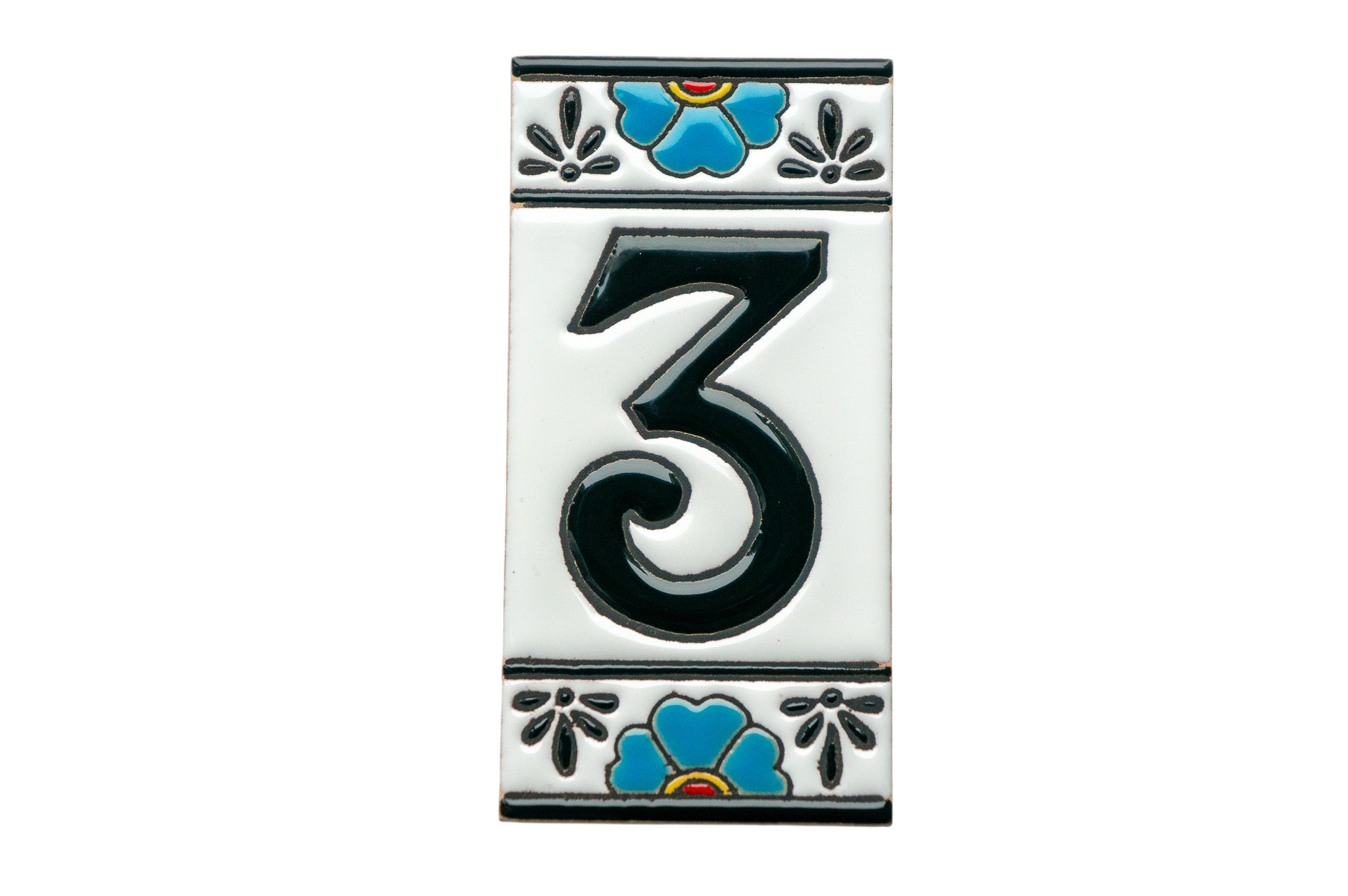 Numéro de porte mexicain en céramique avec cadre – 7,5 cm x 15 cm (2,95 po x 5,91 po)