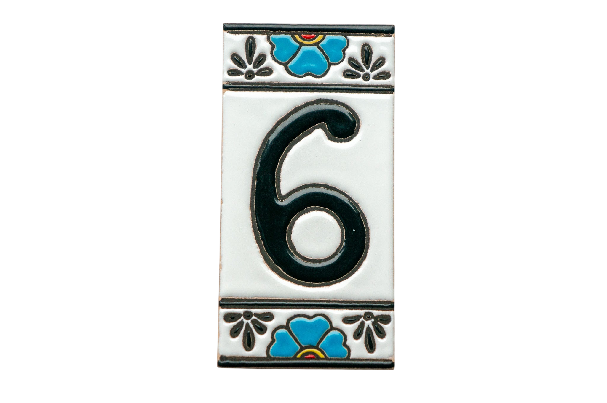 Numéro de porte mexicain en céramique avec cadre – 7,5 cm x 15 cm (2,95 po x 5,91 po)