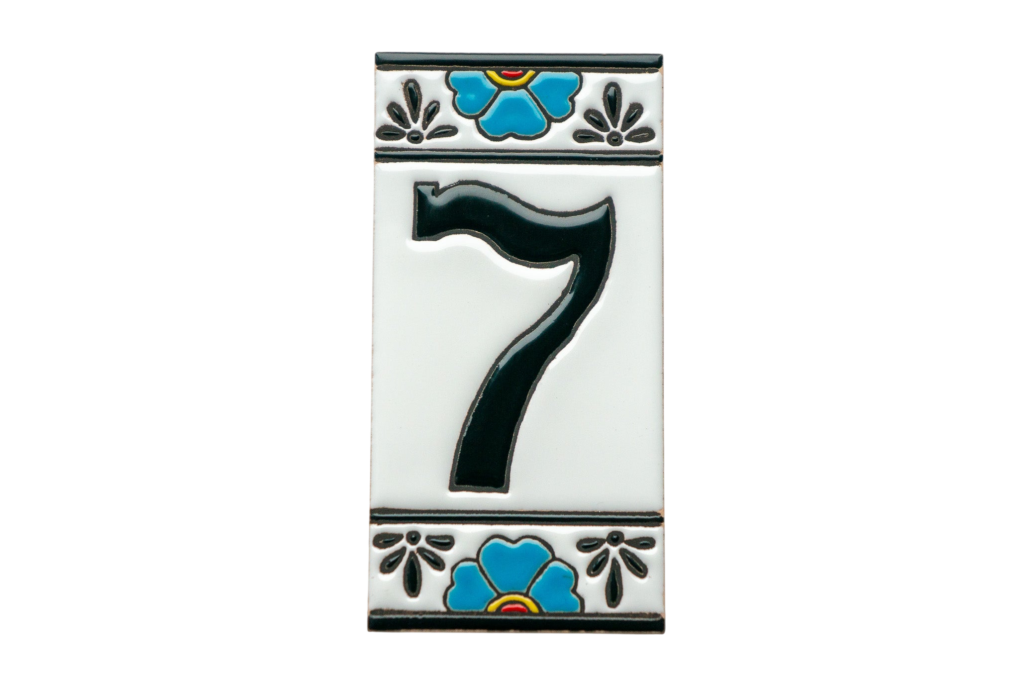 Numéro de porte mexicain en céramique avec cadre – 7,5 cm x 15 cm (2,95 po x 5,91 po)