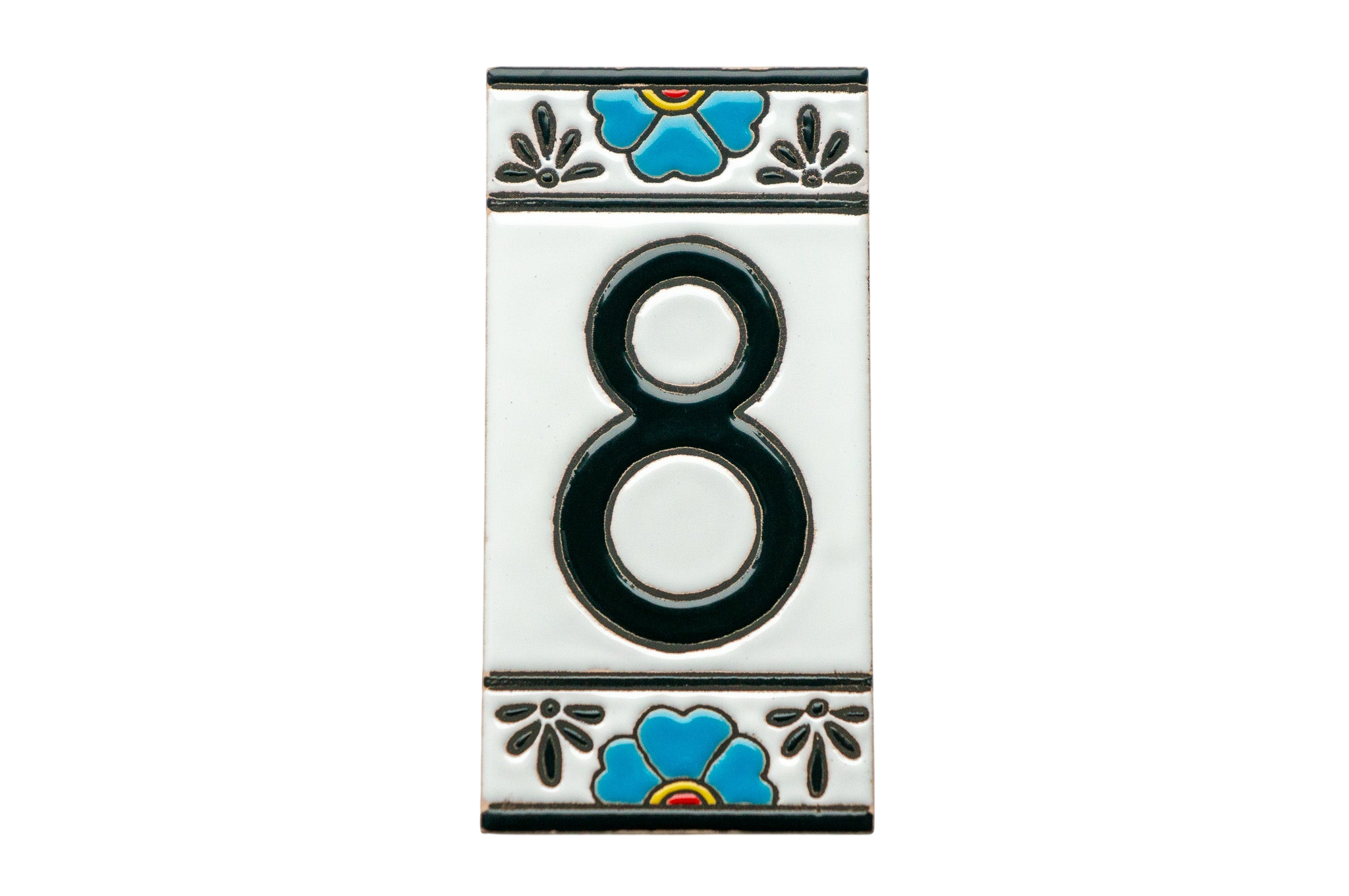 Numéro de porte mexicain en céramique avec cadre – 7,5 cm x 15 cm (2,95 po x 5,91 po)