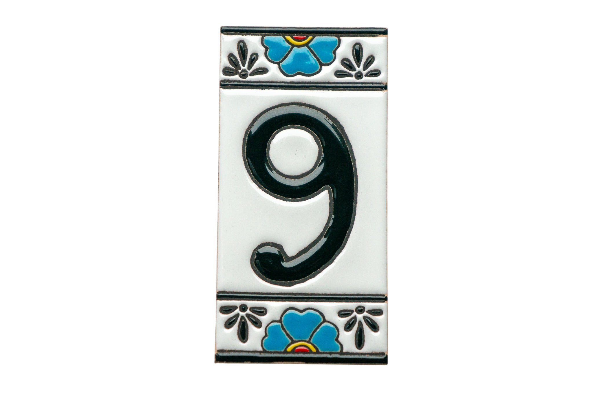 Numéro de porte mexicain en céramique avec cadre – 7,5 cm x 15 cm (2,95 po x 5,91 po)