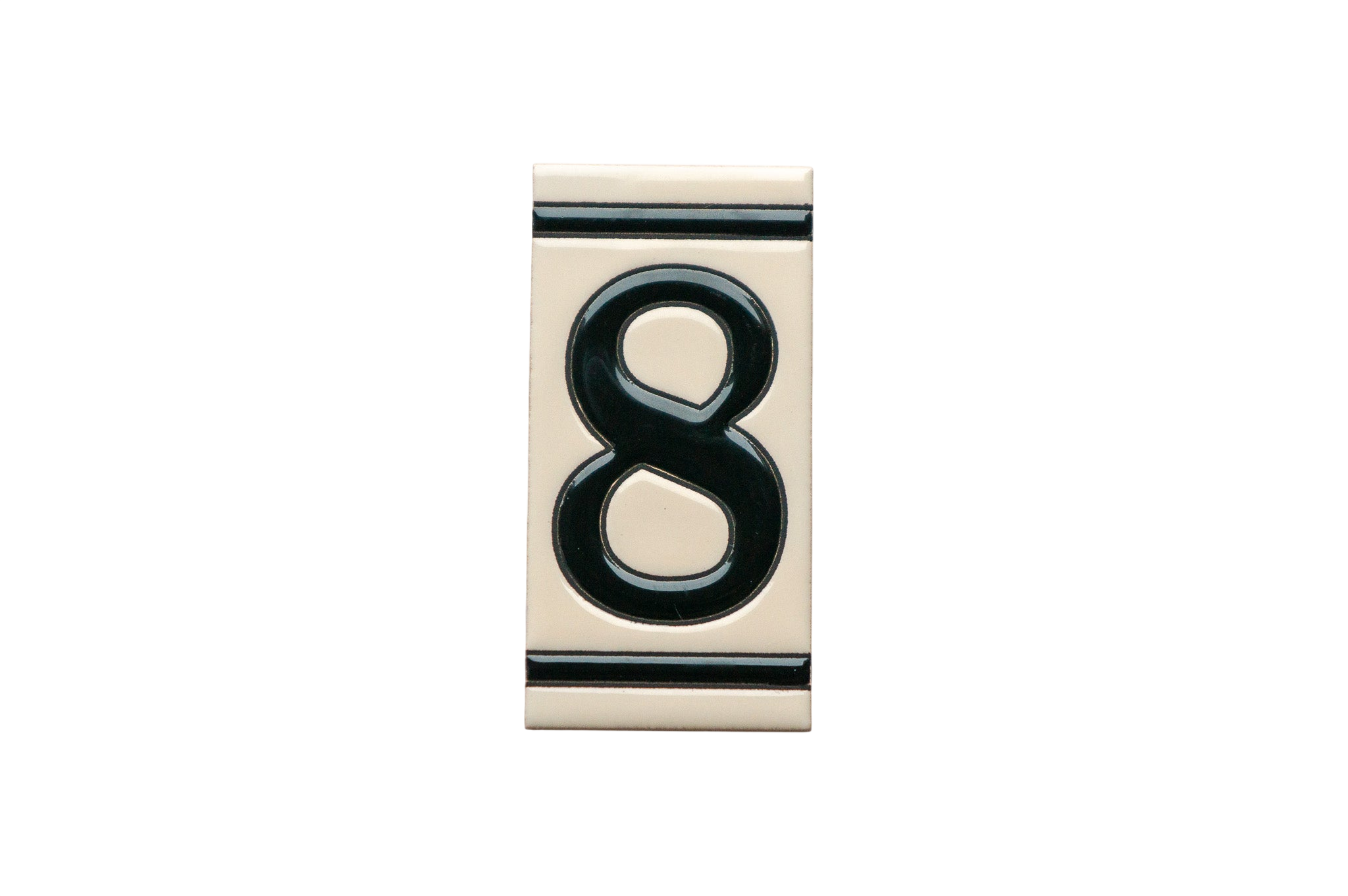 Classico White | Ceramic Door Number Tile & Frame – 5.5cm x 11cm (2.17" x 4.33")