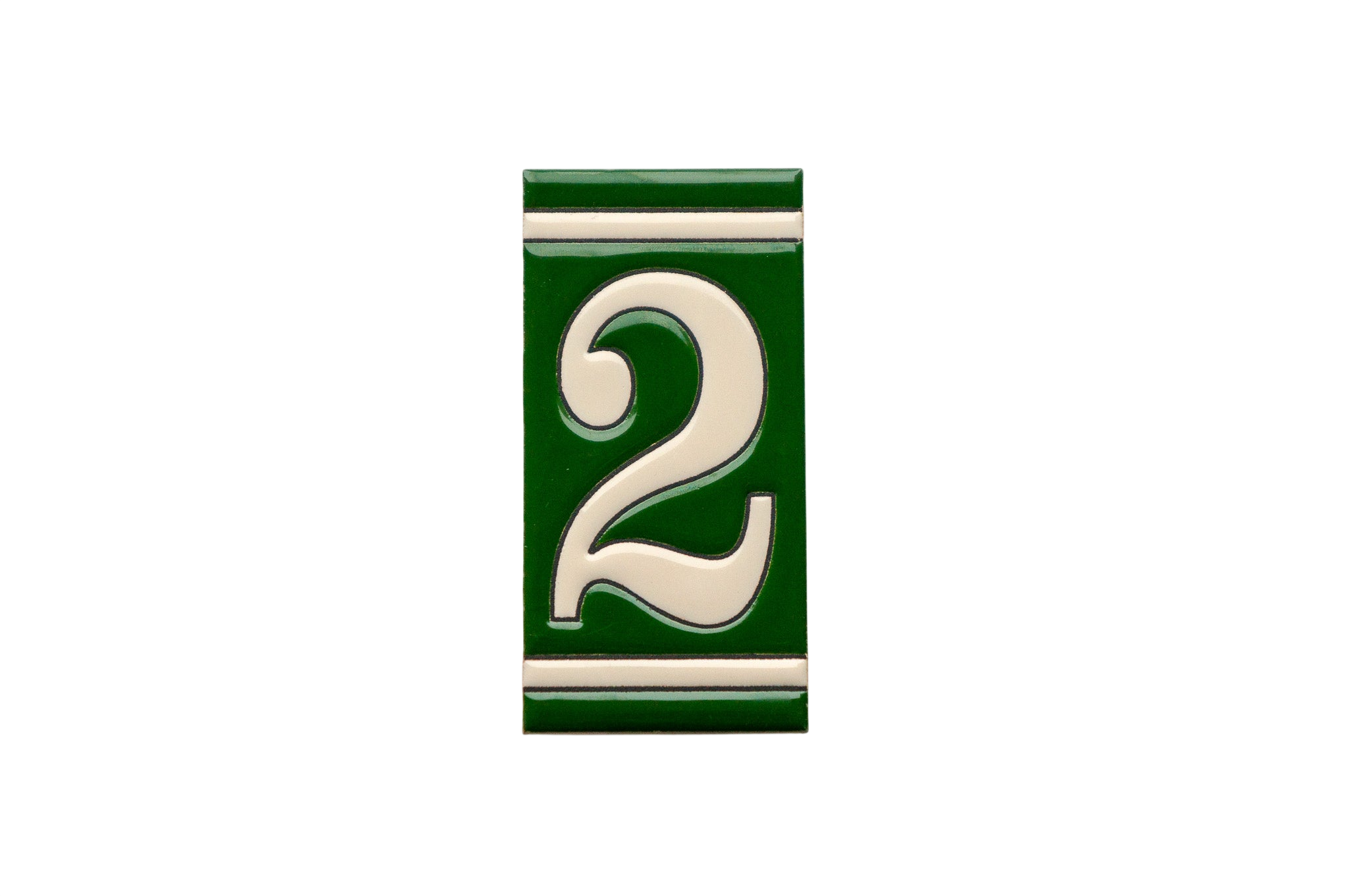 Classico Green | Ceramic Door Number Tile & Frame – 5.5cm x 11cm (2.17" x 4.33")