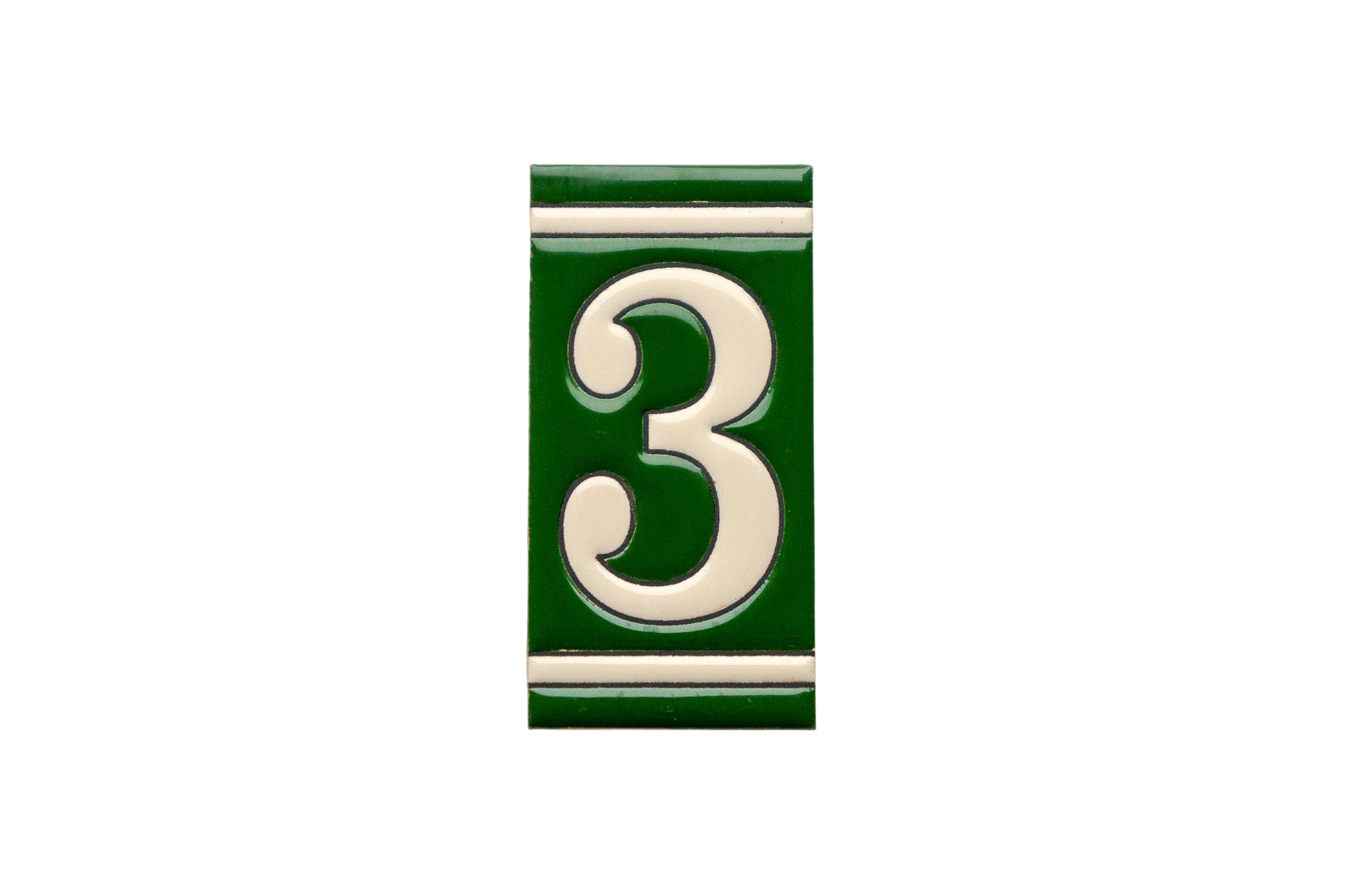 Classico Green | Ceramic Door Number Tile & Frame – 5.5cm x 11cm (2.17" x 4.33")