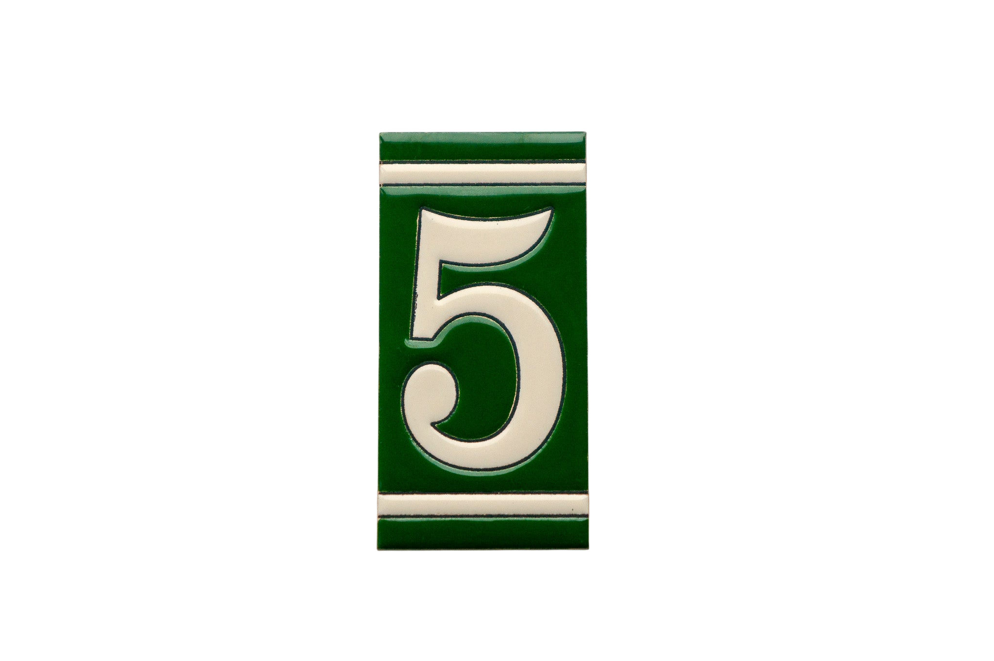 Classico Green | Ceramic Door Number Tile & Frame – 5.5cm x 11cm (2.17" x 4.33")