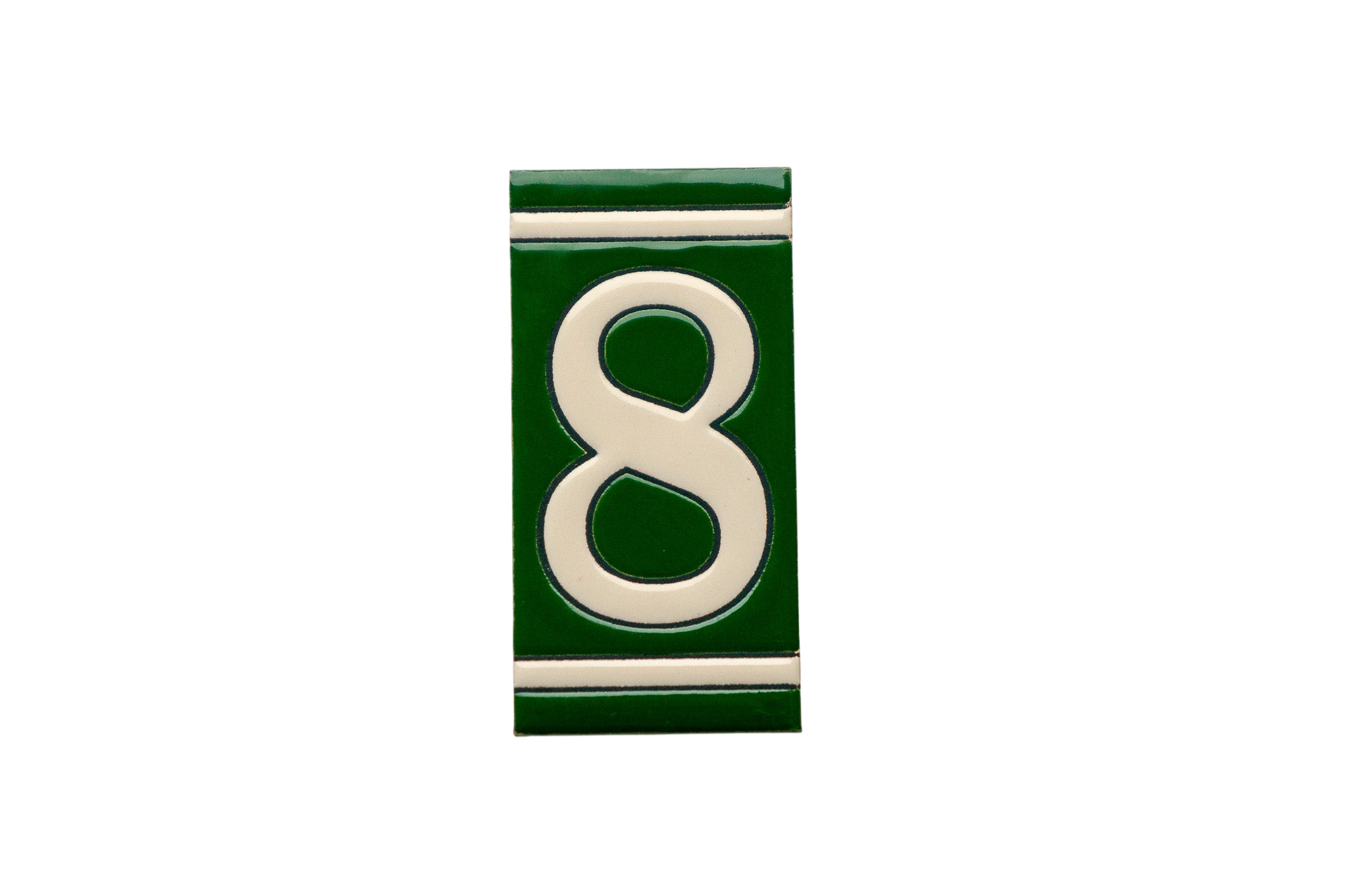 Classico Green | Ceramic Door Number Tile & Frame – 5.5cm x 11cm (2.17" x 4.33")