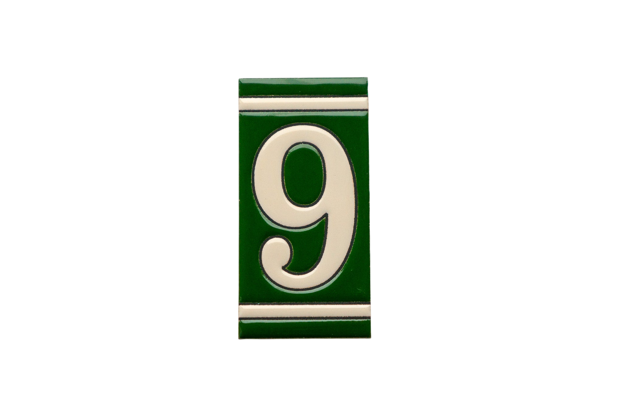Classico Green | Ceramic Door Number Tile & Frame – 5.5cm x 11cm (2.17" x 4.33")