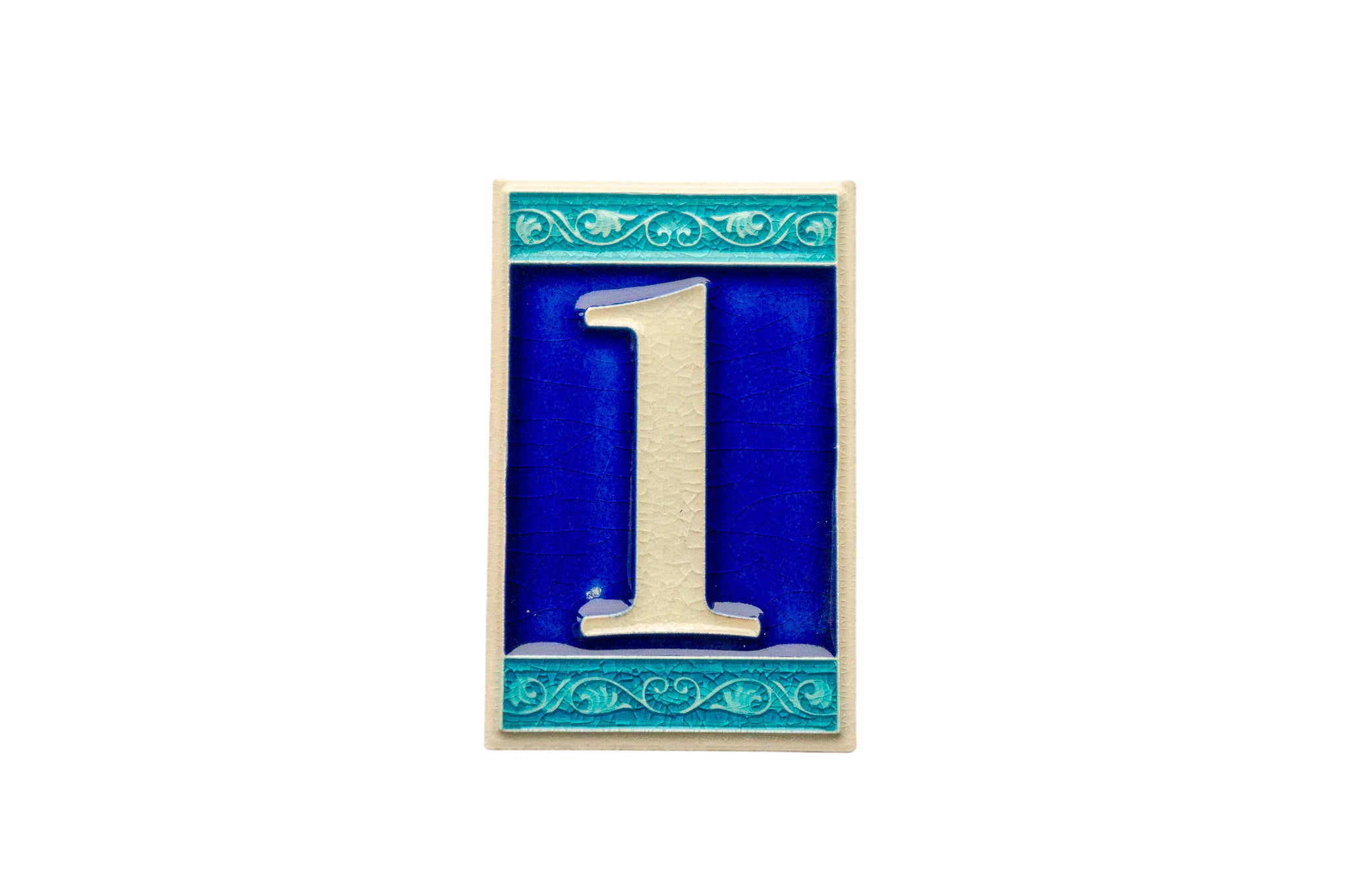 Numéro de porte romain en céramique avec cadre – 7 cm x 11 cm (2,76 po x 4,33 po)