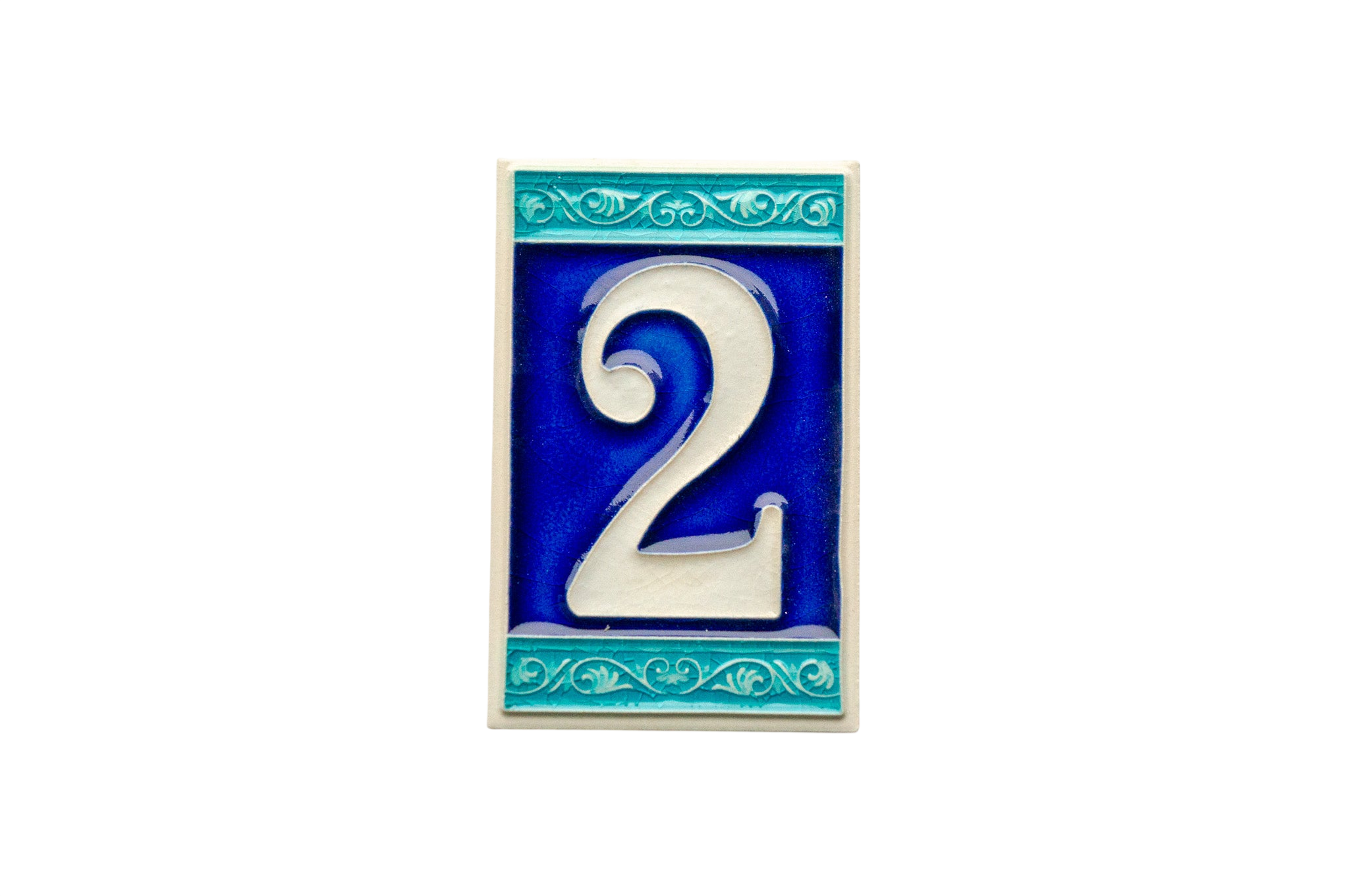 Numéro de porte romain en céramique avec cadre – 7 cm x 11 cm (2,76 po x 4,33 po)