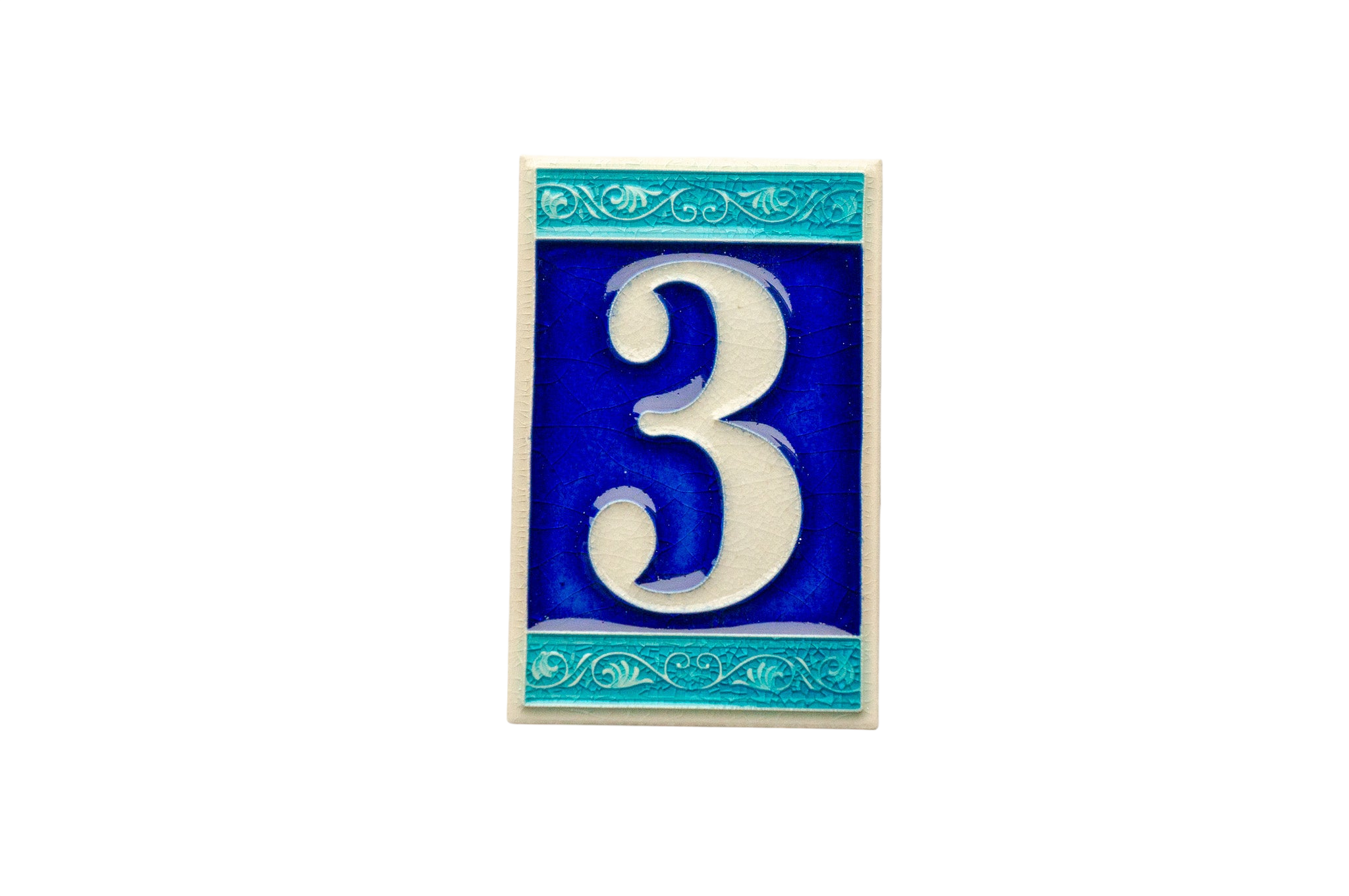 Numéro de porte romain en céramique avec cadre – 7 cm x 11 cm (2,76 po x 4,33 po)