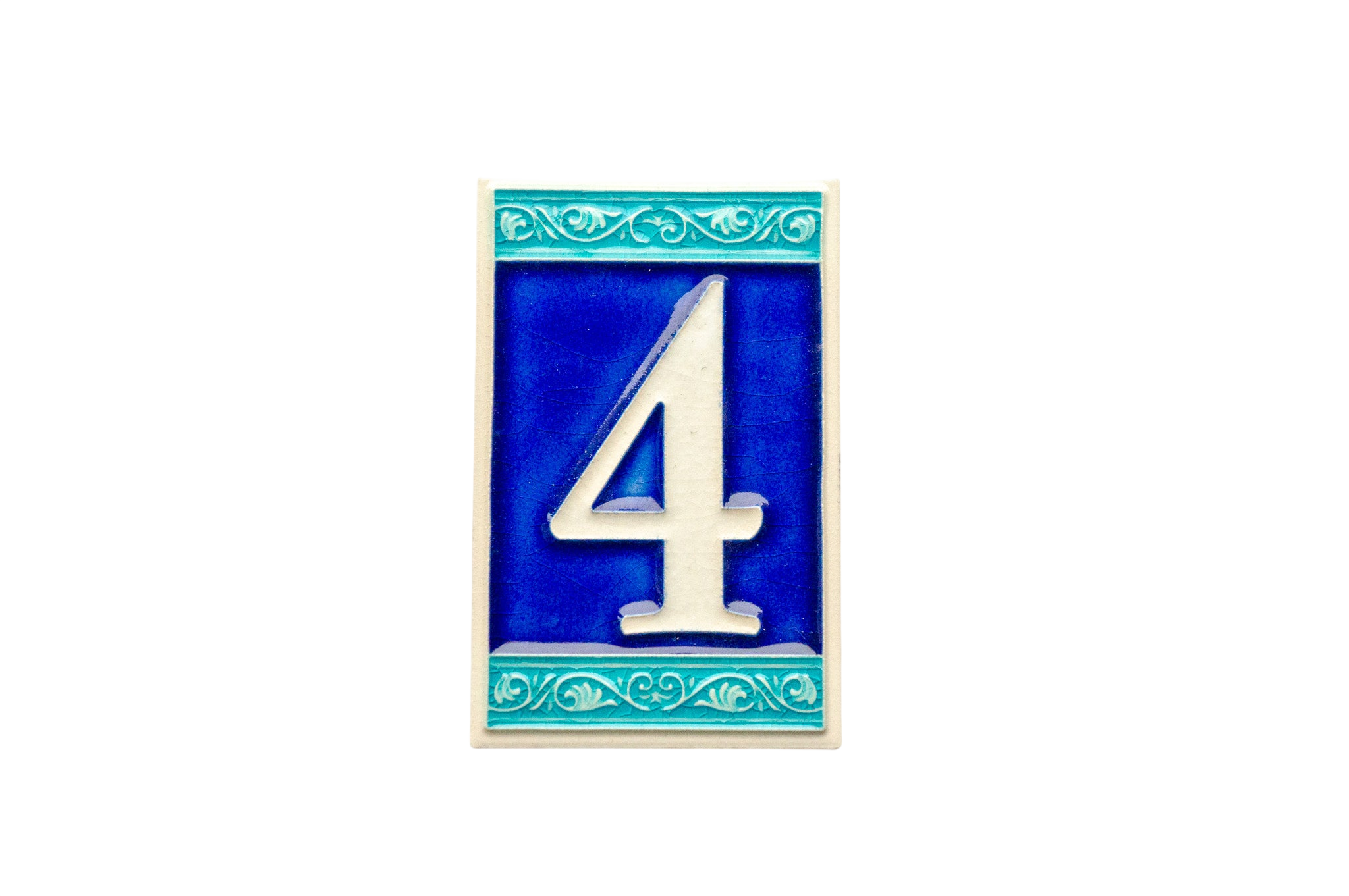 Numéro de porte romain en céramique avec cadre – 7 cm x 11 cm (2,76 po x 4,33 po)