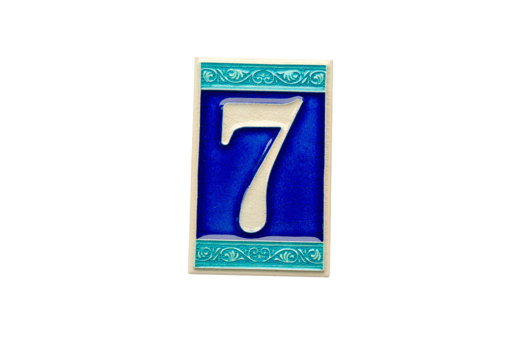 Numéro de porte romain en céramique avec cadre – 7 cm x 11 cm (2,76 po x 4,33 po)