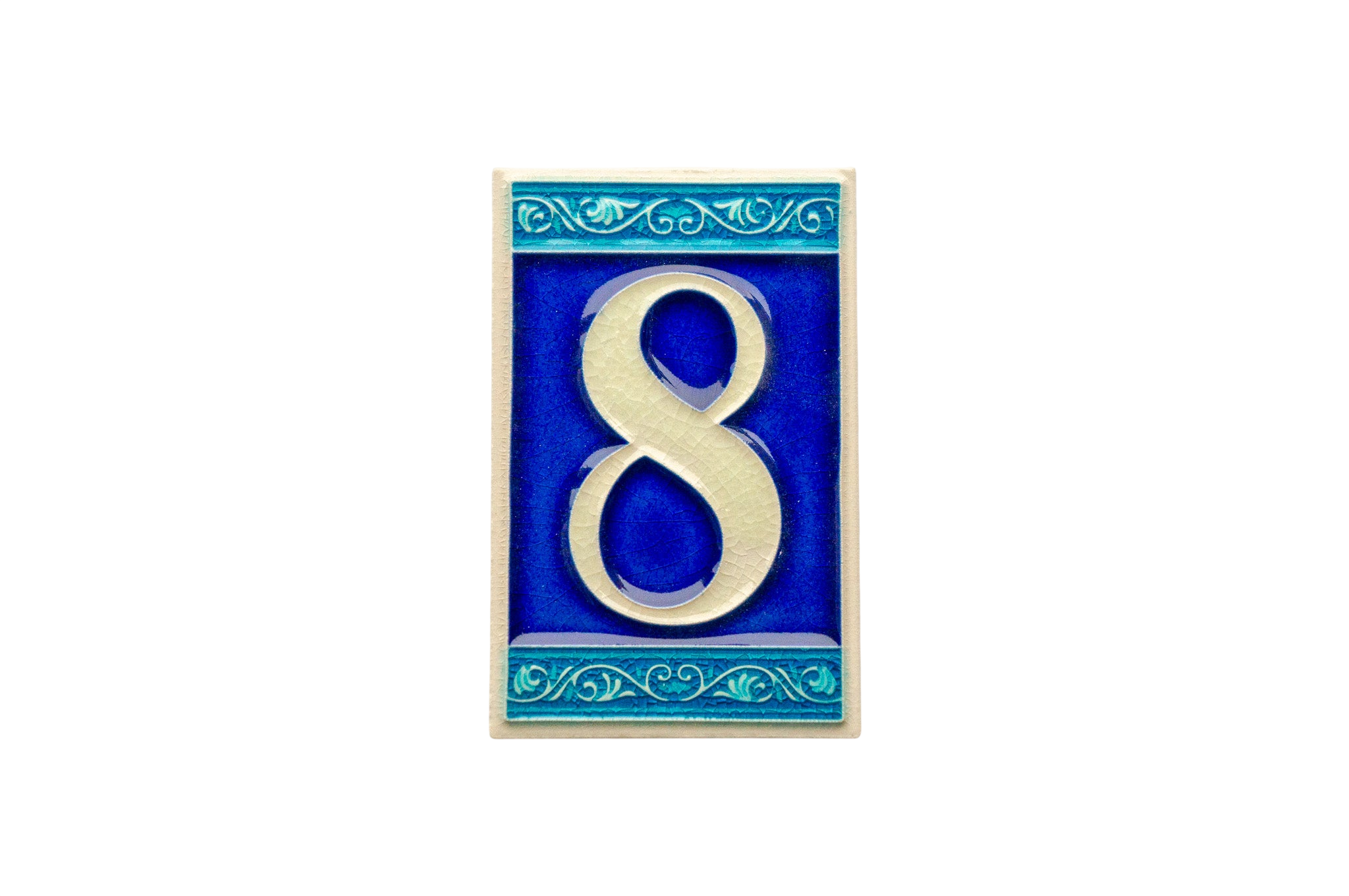 Numéro de porte romain en céramique avec cadre – 7 cm x 11 cm (2,76 po x 4,33 po)