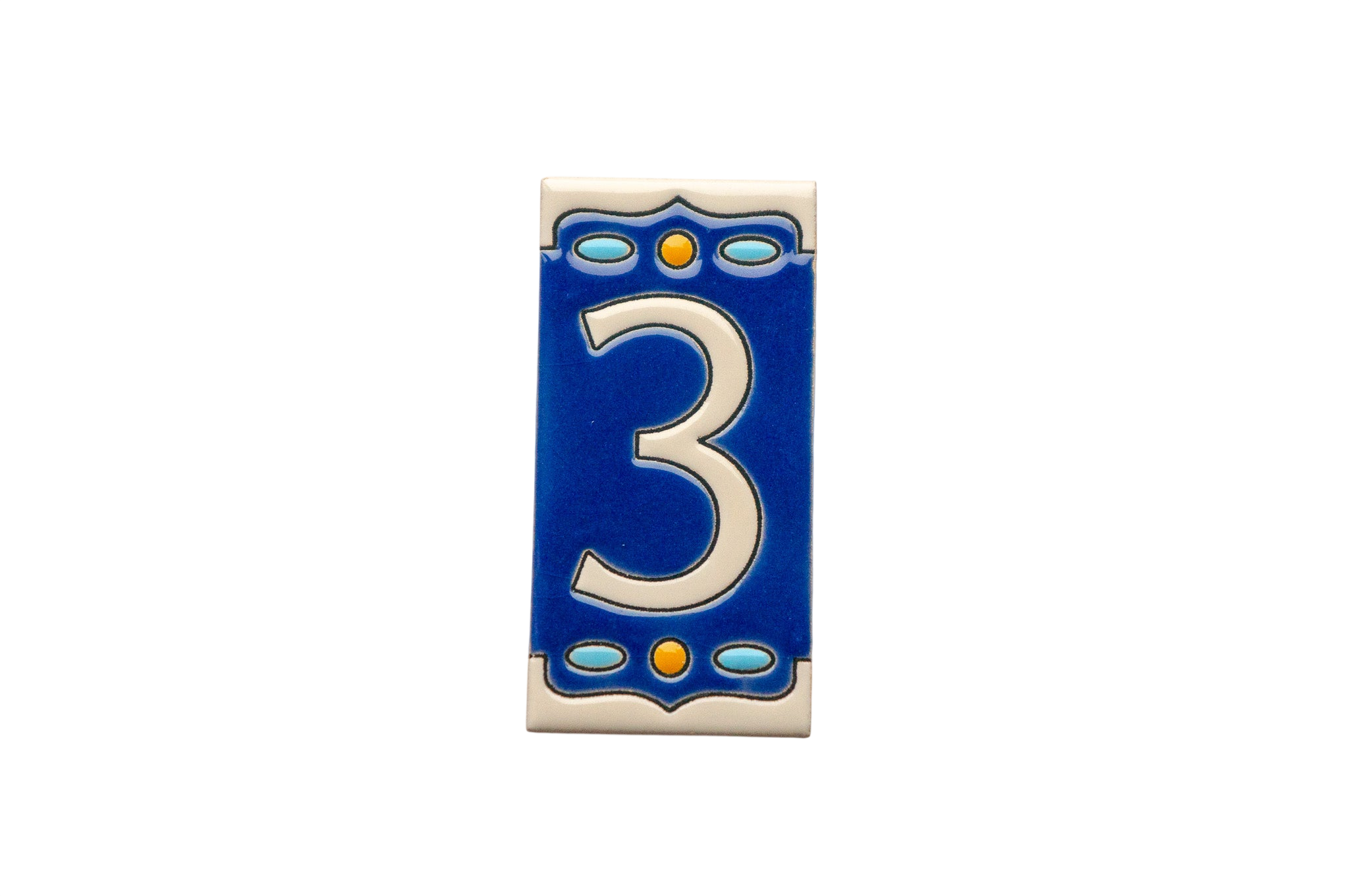 Nazari Mi | Numéro de porte en céramique avec cadre – 5,5 cm x 11 cm (2,17 po x 4,33 po)