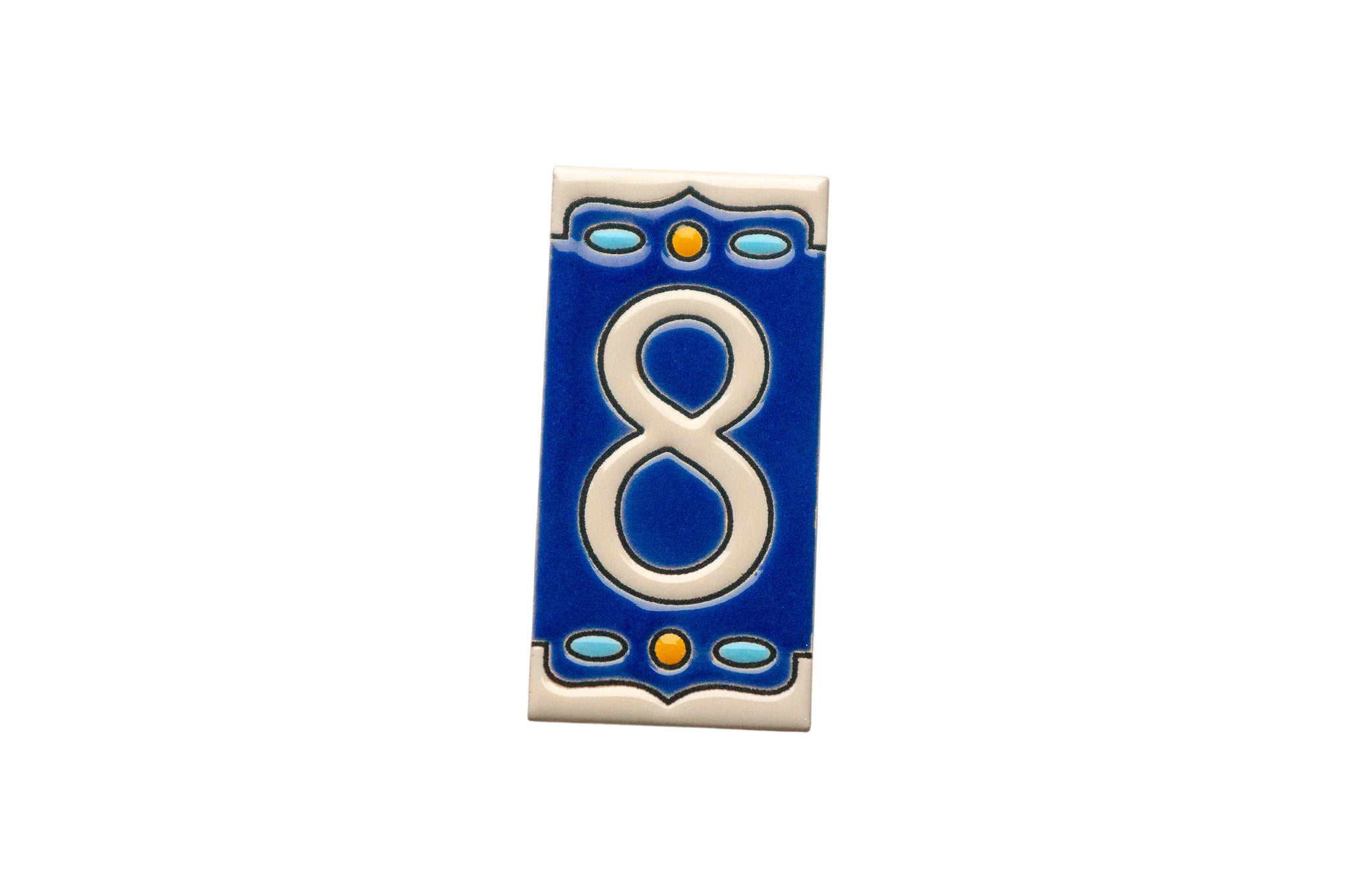 Nazari Mi | Numéro de porte en céramique avec cadre – 5,5 cm x 11 cm (2,17 po x 4,33 po)