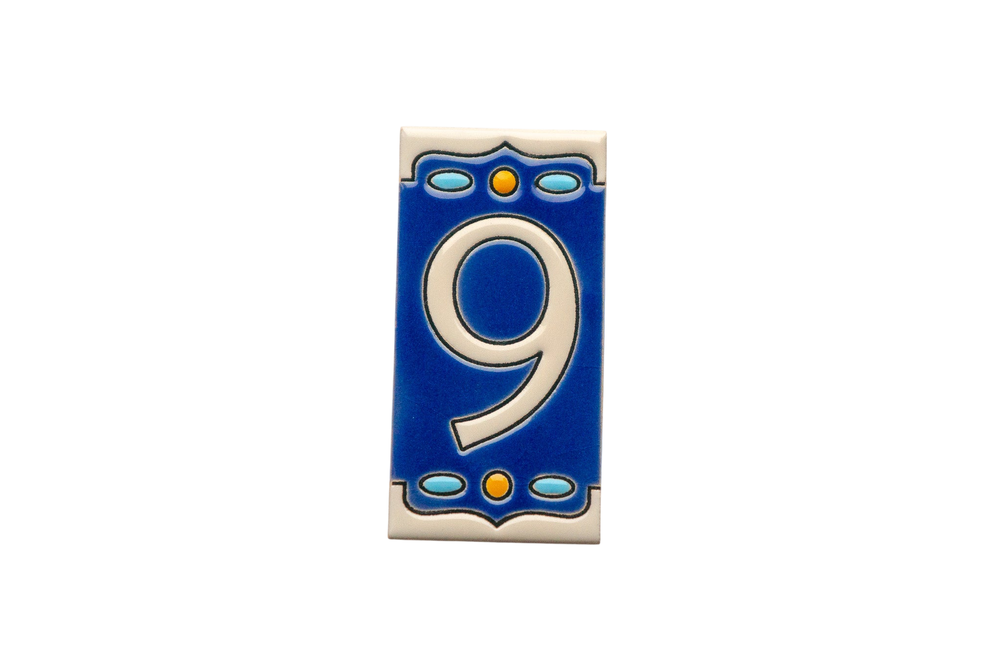 Nazari Mi | Numéro de porte en céramique avec cadre – 5,5 cm x 11 cm (2,17 po x 4,33 po)