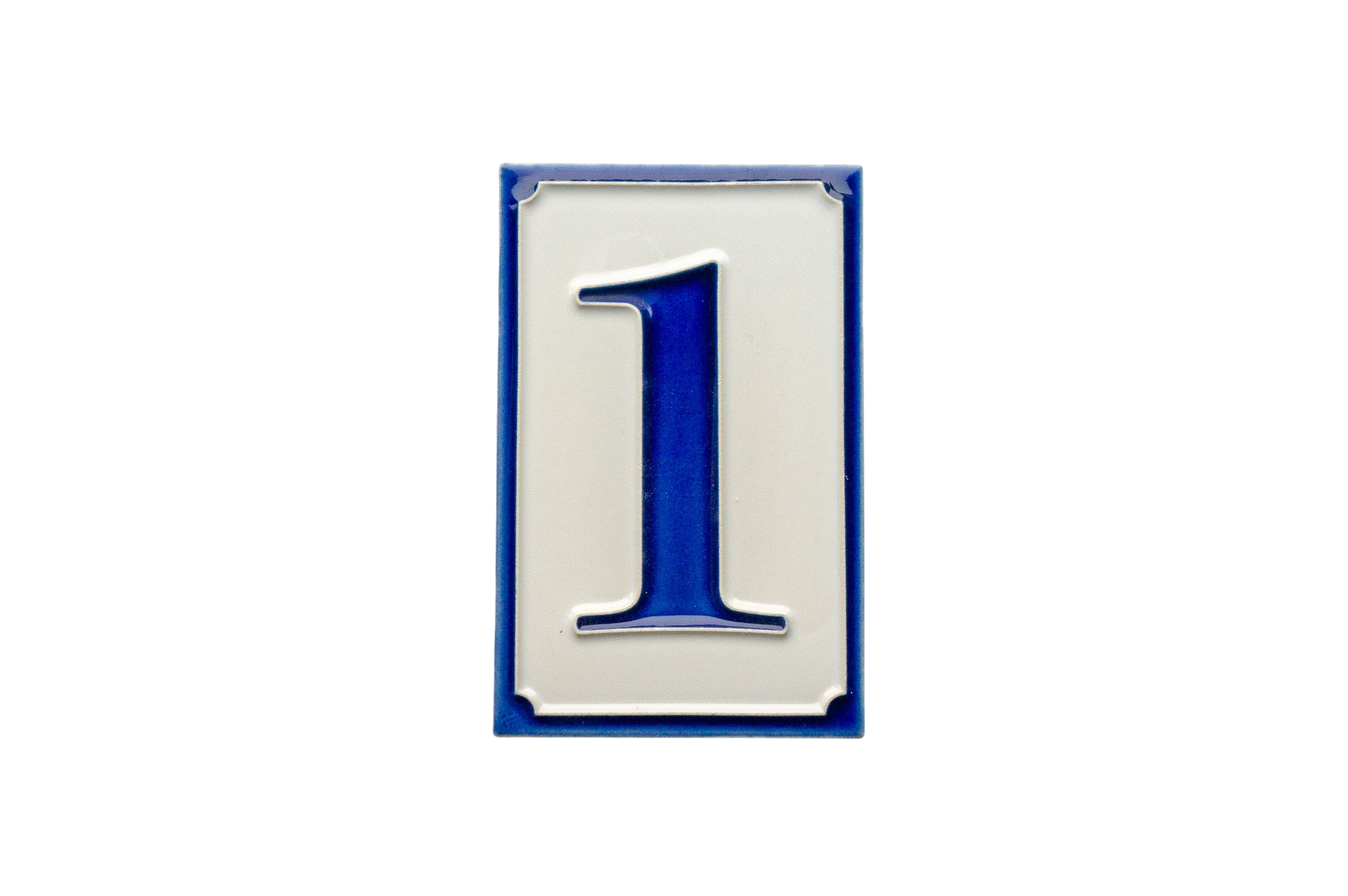 Simplici Bleu | Numéro de porte en céramique avec cadre – 7 cm x 11 cm (2,76 po x 4,33 po)