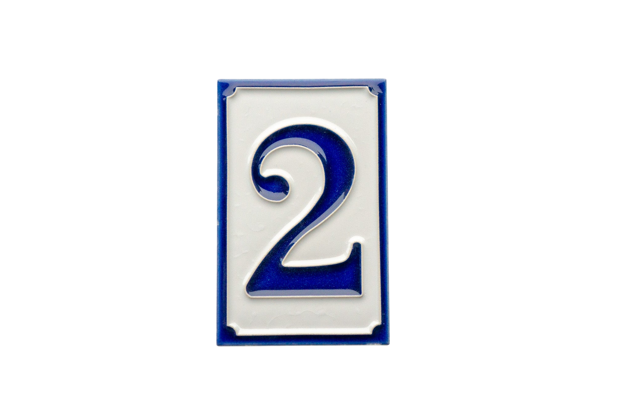 Simplici Bleu | Numéro de porte en céramique avec cadre – 7 cm x 11 cm (2,76 po x 4,33 po)