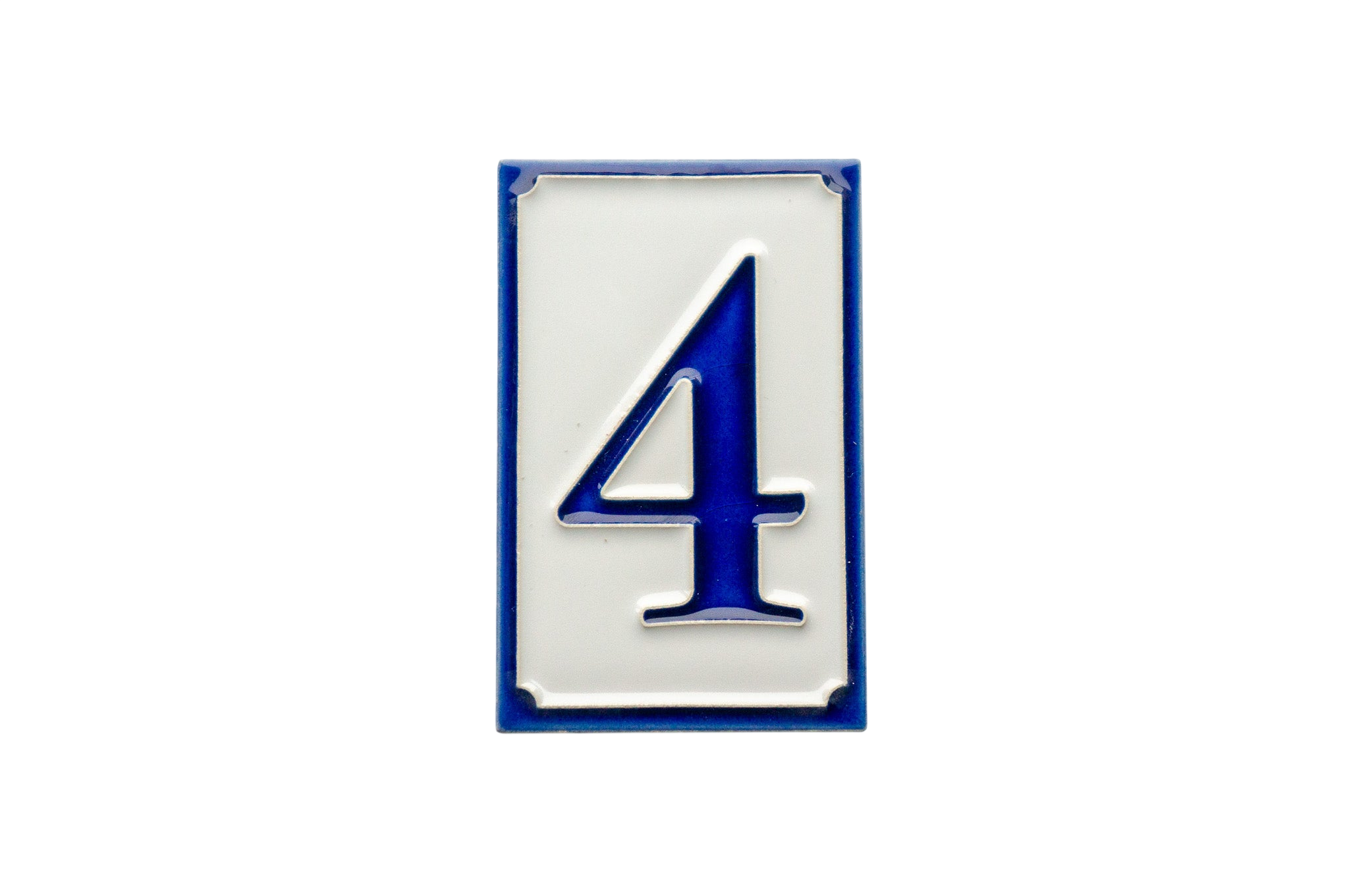 Simplici Bleu | Numéro de porte en céramique avec cadre – 7 cm x 11 cm (2,76 po x 4,33 po)