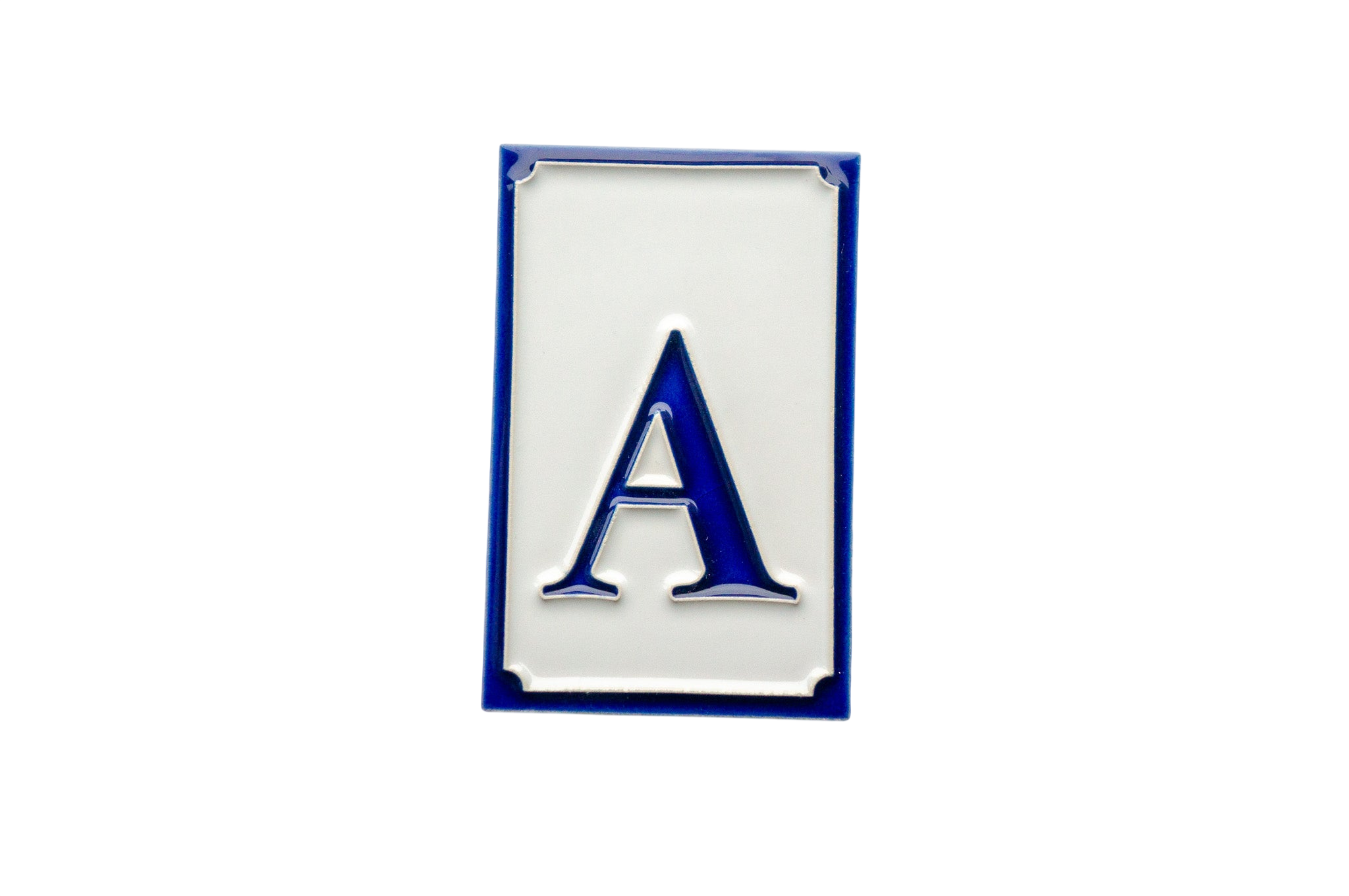 Simplici Bleu | Numéro de porte en céramique avec cadre – 7 cm x 11 cm (2,76 po x 4,33 po)