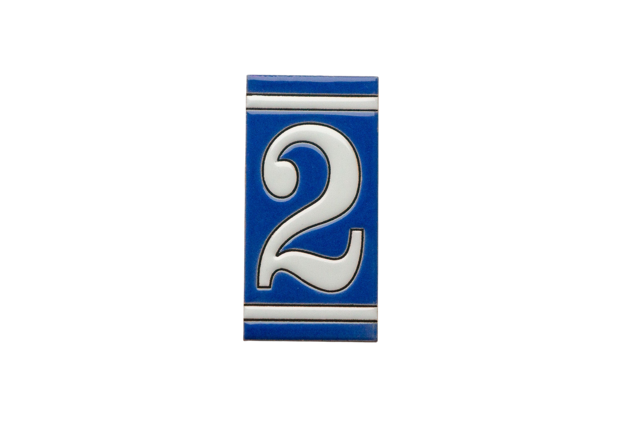 Classico Blue | Ceramic Door Number Tile & Frame – 5.5cm x 11cm (2.17" x 4.33")