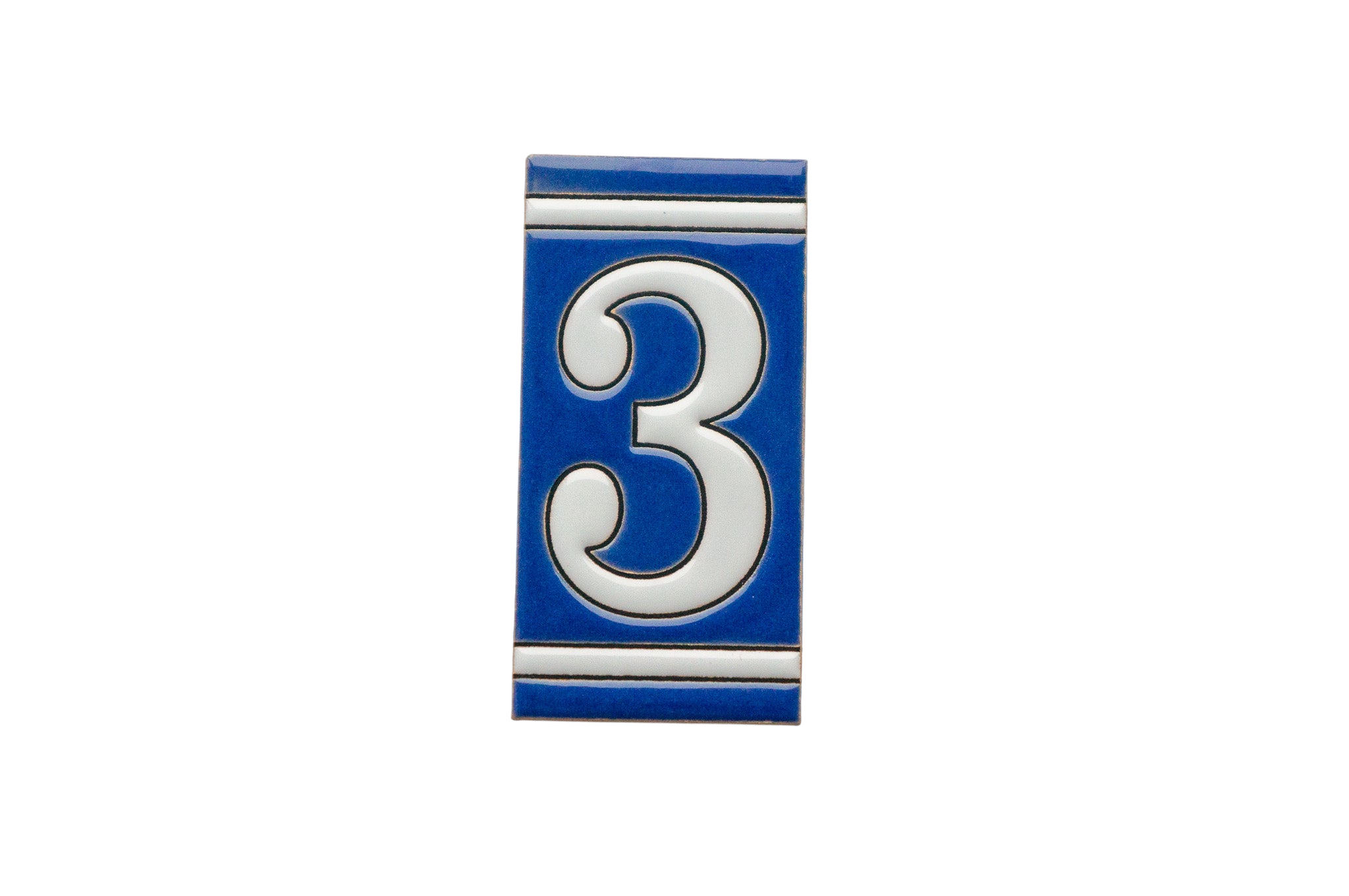 Classico Blue | Ceramic Door Number Tile & Frame – 5.5cm x 11cm (2.17" x 4.33")