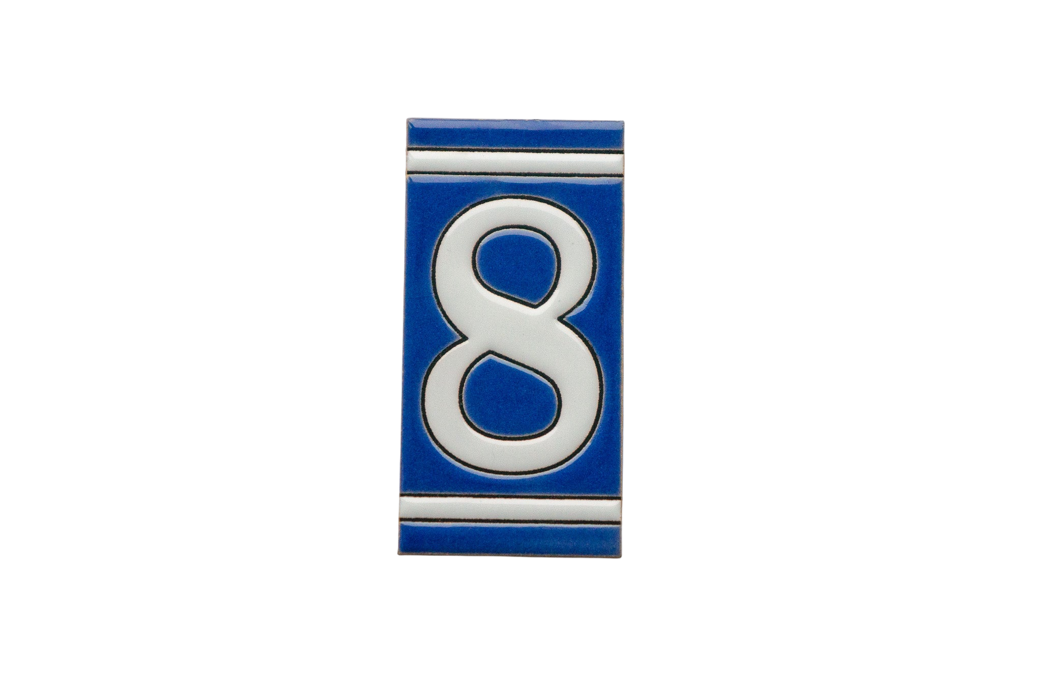 Classico Blue | Ceramic Door Number Tile & Frame – 5.5cm x 11cm (2.17" x 4.33")