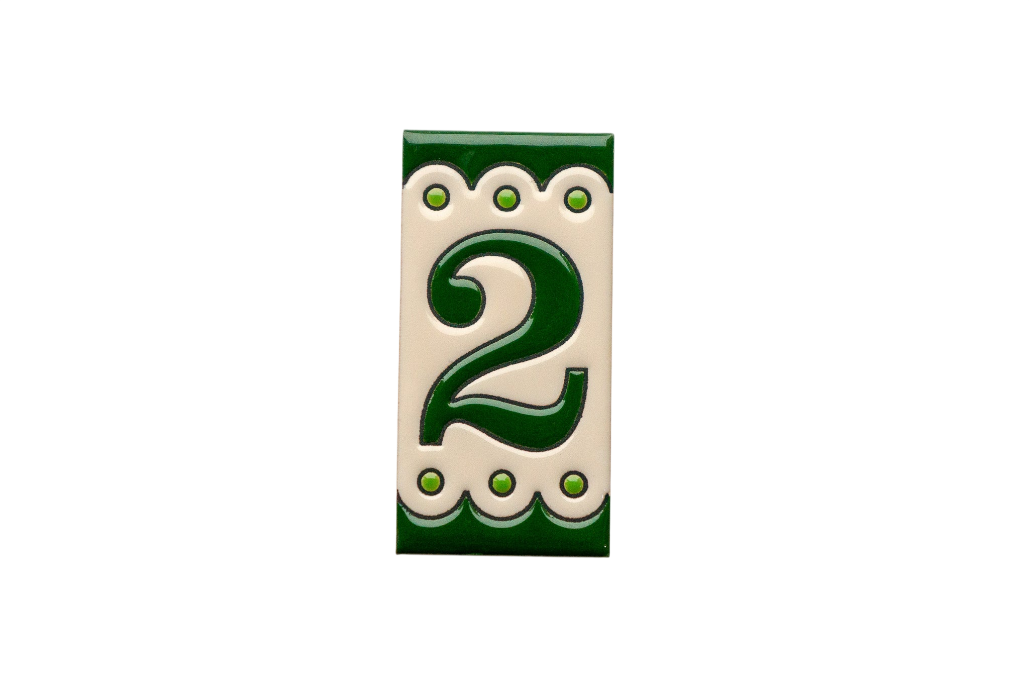 Desora Green | Ceramic Door Number Tile & Frame – 5.5cm x 11cm (2.17" x 4.33")