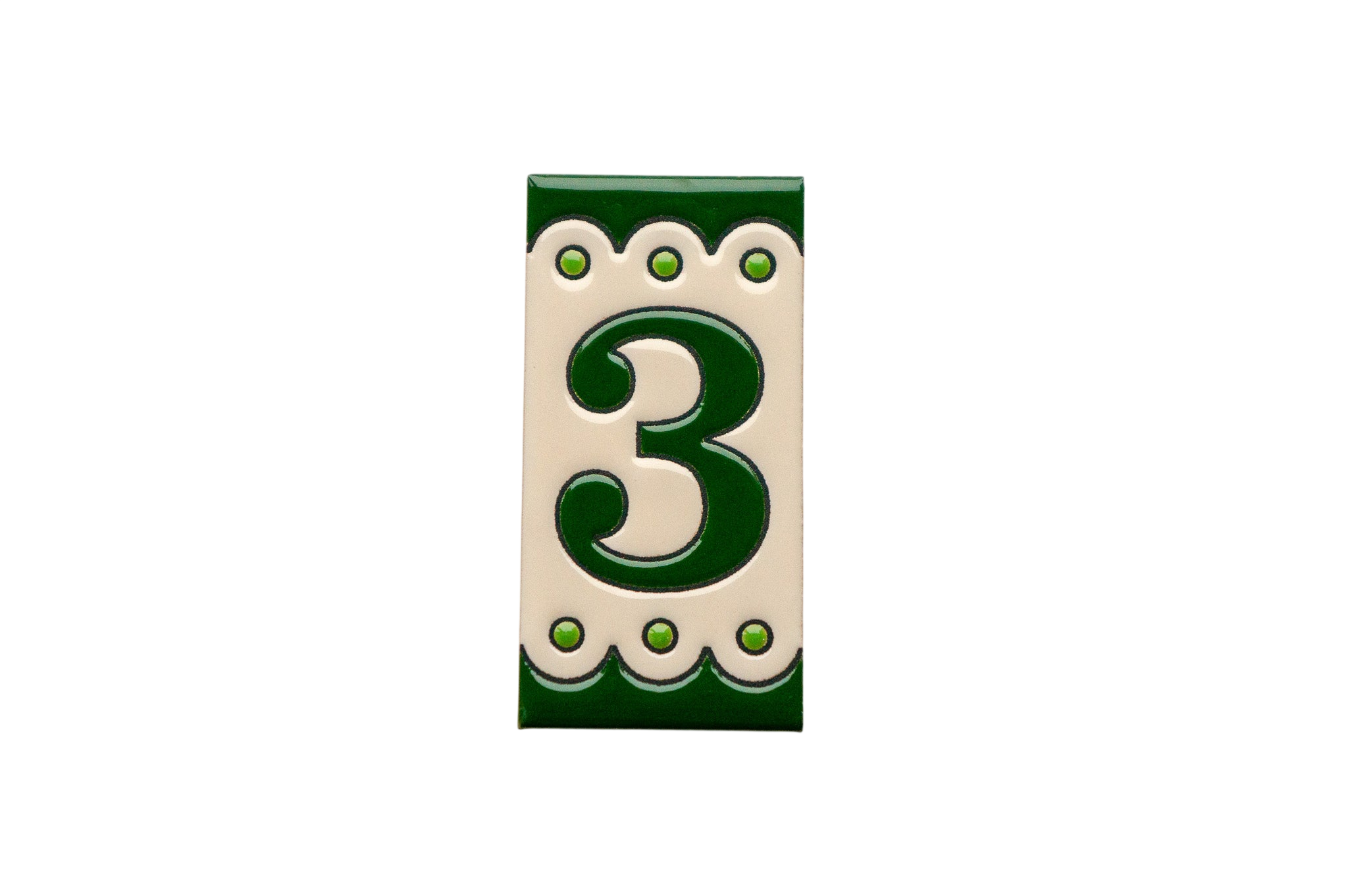 Desora Green | Ceramic Door Number Tile & Frame – 5.5cm x 11cm (2.17" x 4.33")