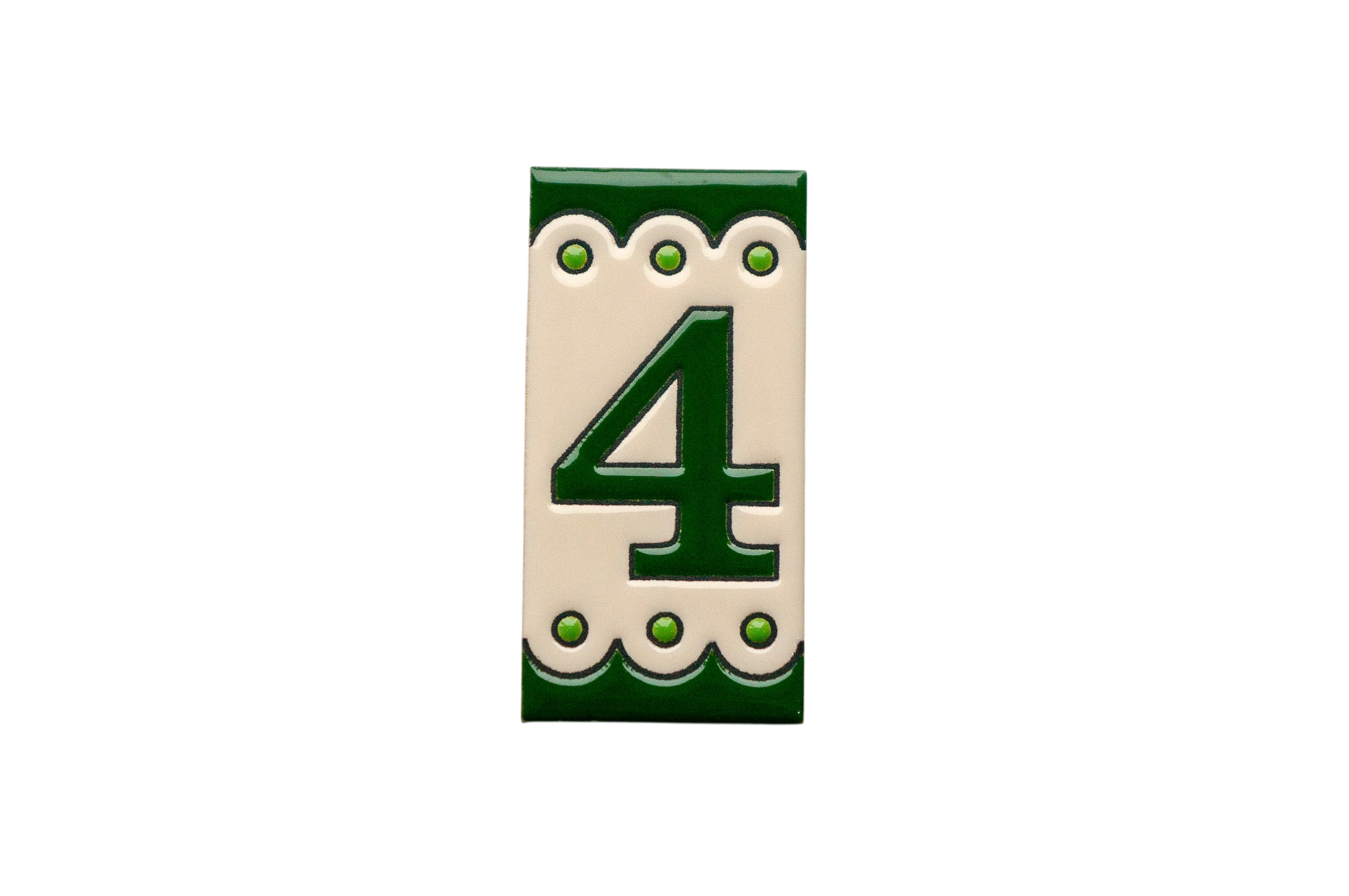 Desora Green | Ceramic Door Number Tile & Frame – 5.5cm x 11cm (2.17" x 4.33")