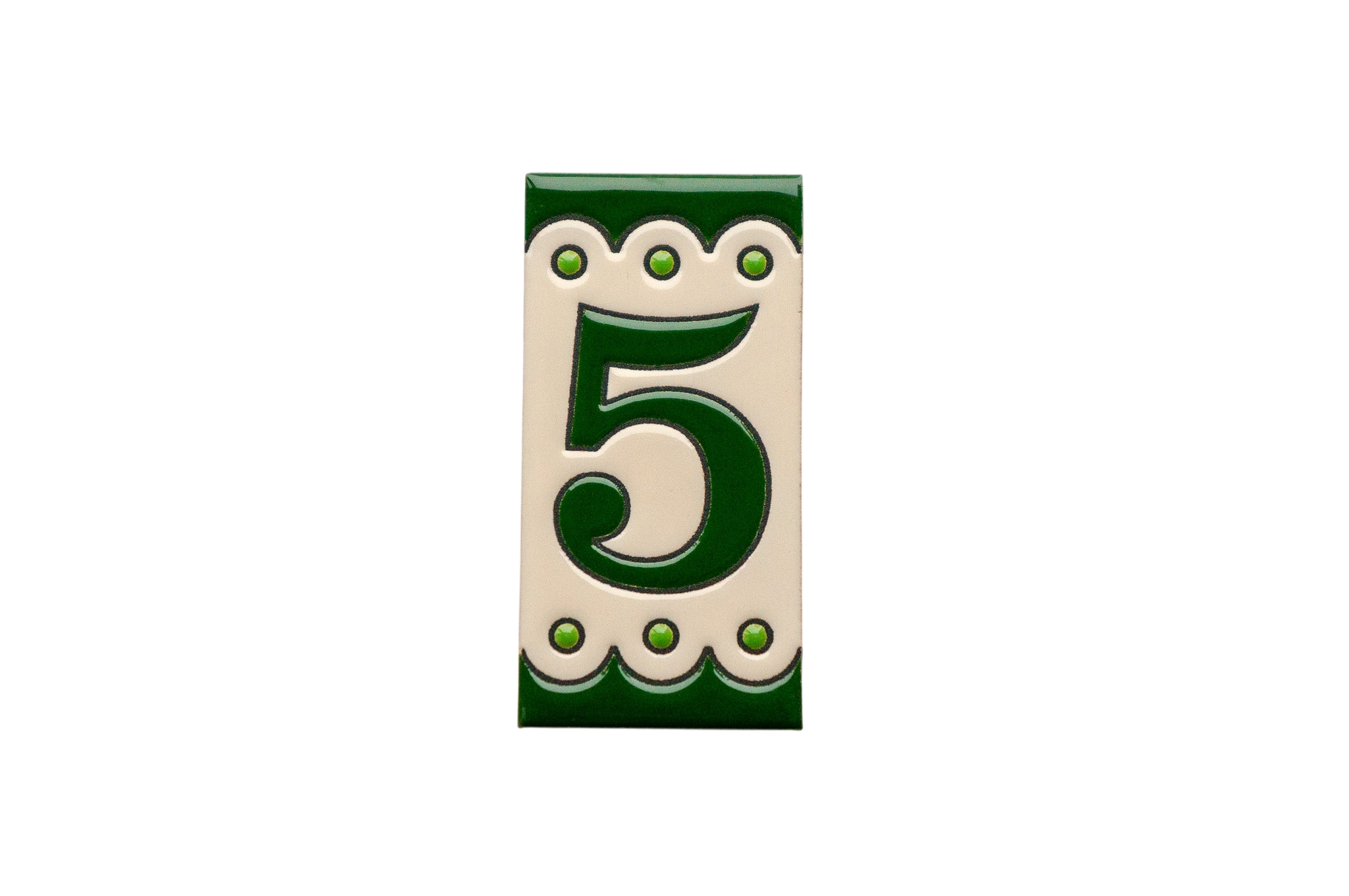 Desora Green | Ceramic Door Number Tile & Frame – 5.5cm x 11cm (2.17" x 4.33")
