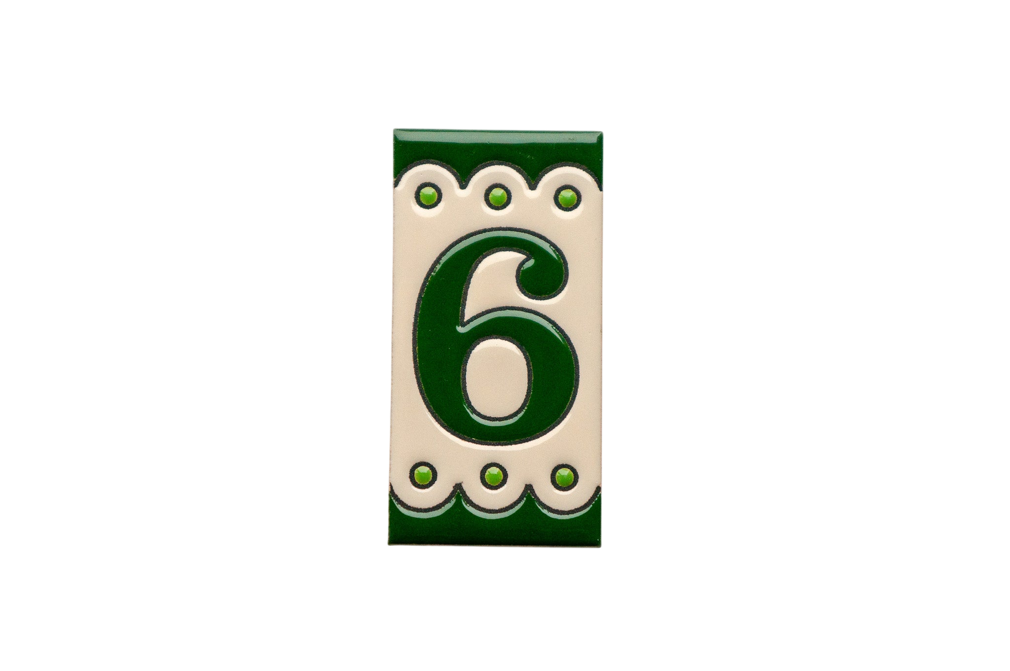 Desora Green | Ceramic Door Number Tile & Frame – 5.5cm x 11cm (2.17" x 4.33")