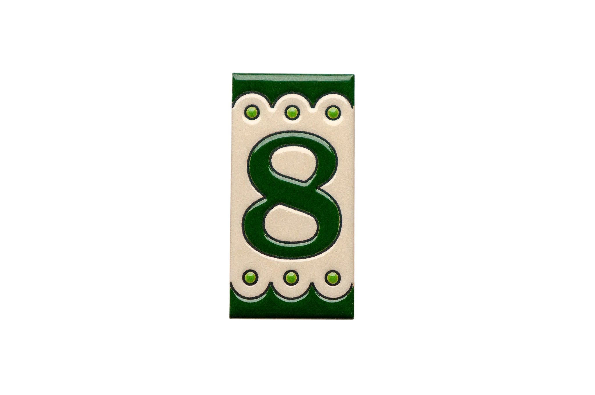 Desora Green | Ceramic Door Number Tile & Frame – 5.5cm x 11cm (2.17" x 4.33")