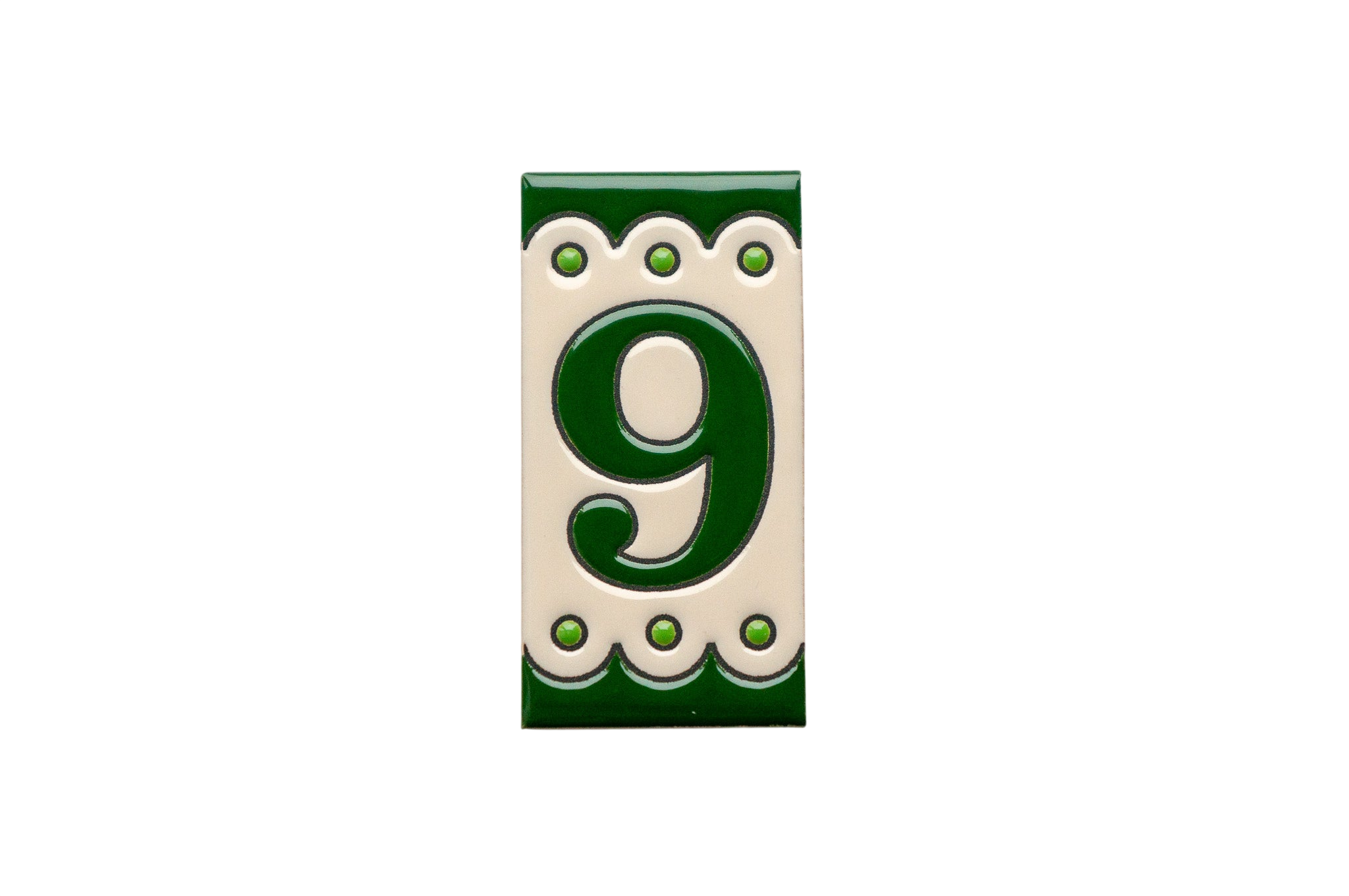 Desora Green | Ceramic Door Number Tile & Frame – 5.5cm x 11cm (2.17" x 4.33")