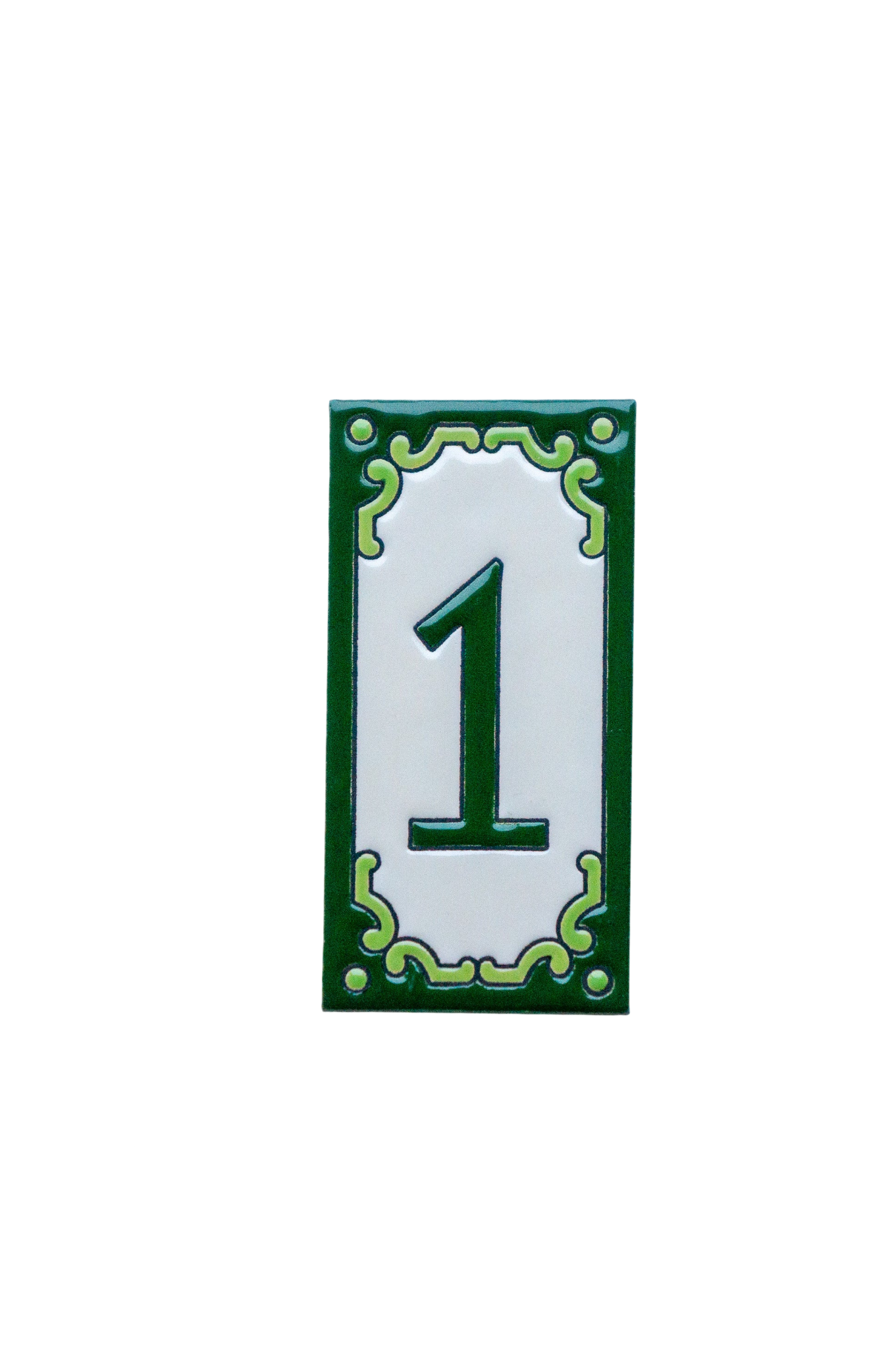 Jacho Green | Ceramic Door Number Tile & Frame – 5.5cm x 11cm (2.17" x 4.33")
