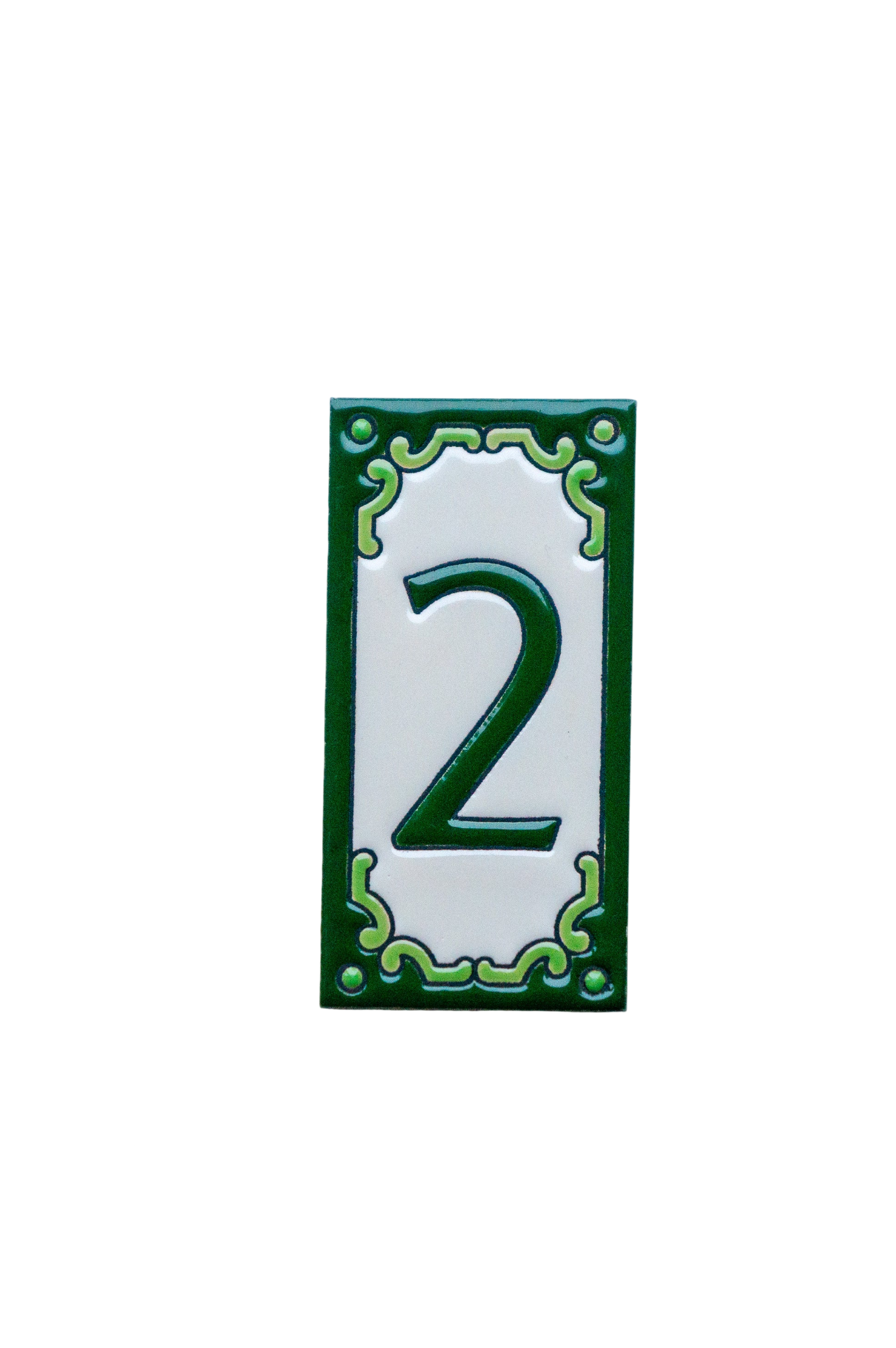 Jacho Green | Ceramic Door Number Tile & Frame – 5.5cm x 11cm (2.17" x 4.33")