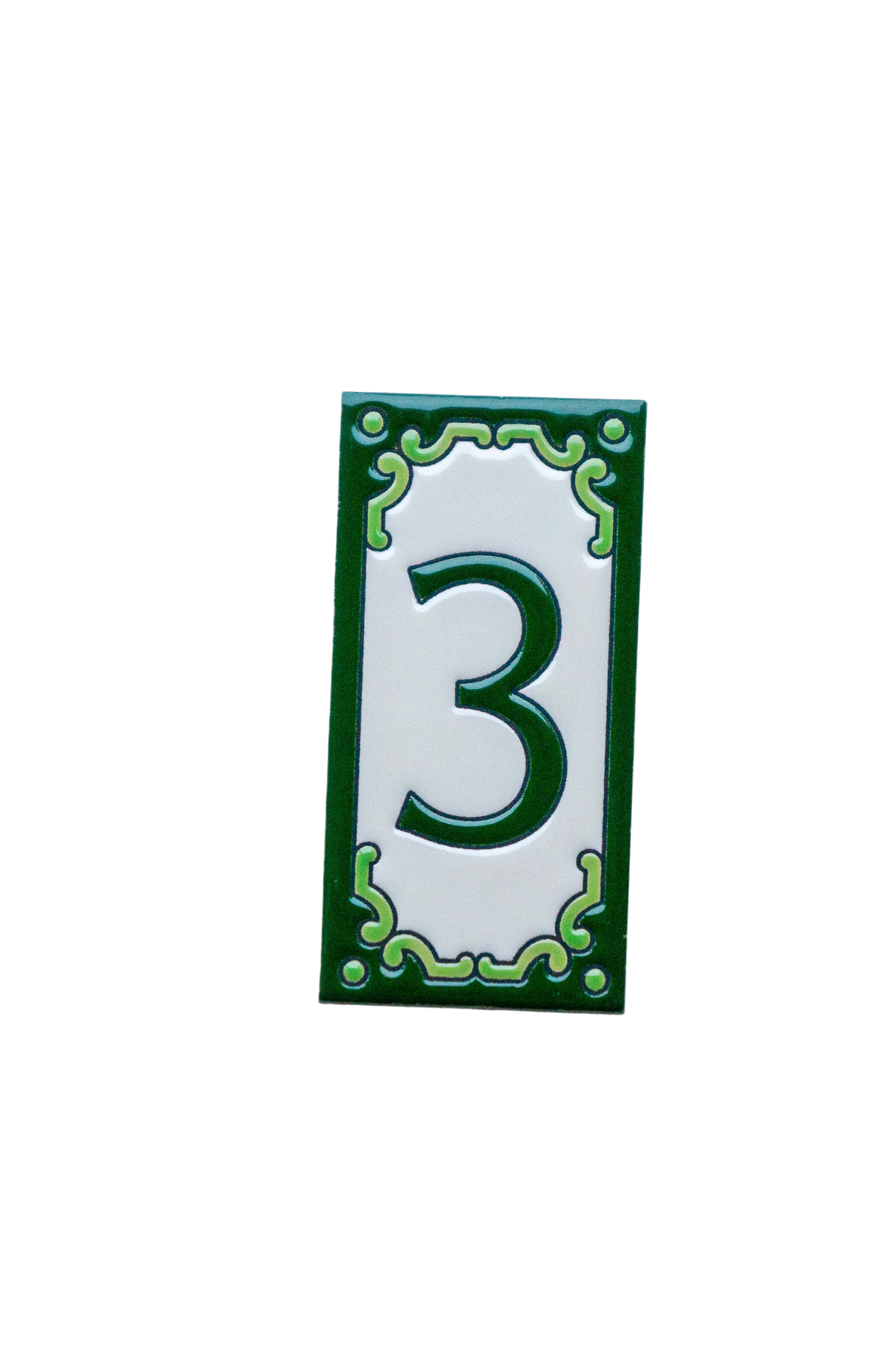 Jacho Green | Ceramic Door Number Tile & Frame – 5.5cm x 11cm (2.17" x 4.33")