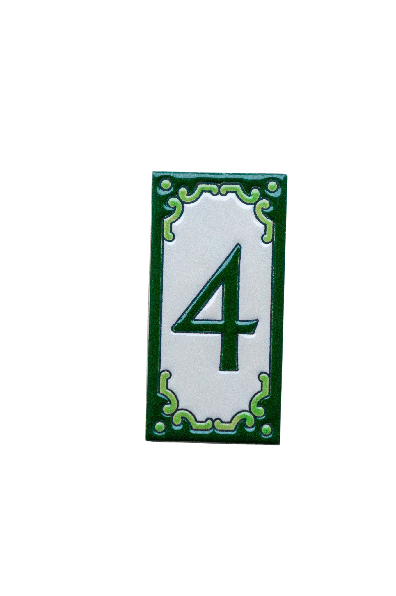Jacho Green | Ceramic Door Number Tile & Frame – 5.5cm x 11cm (2.17" x 4.33")