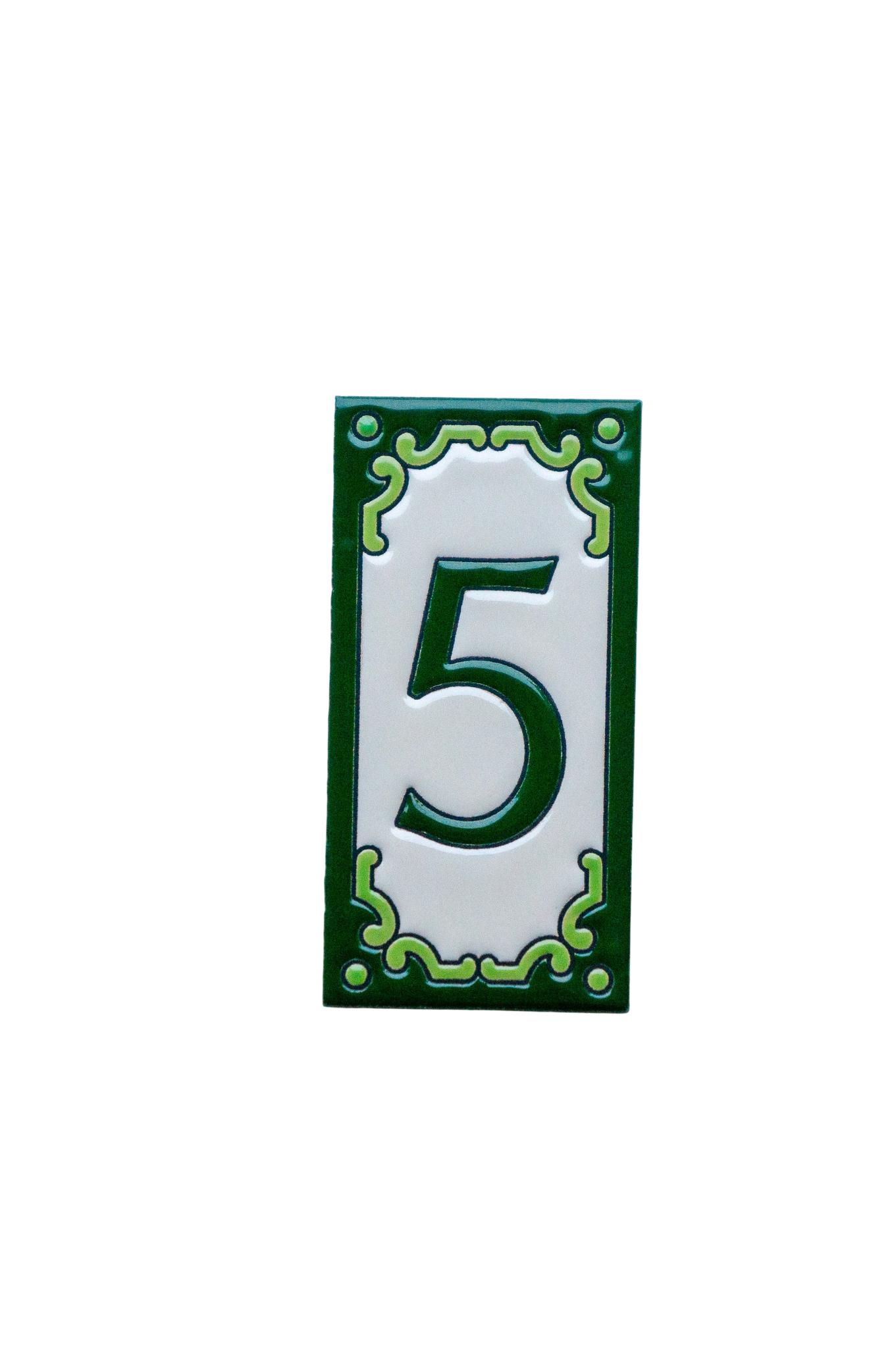 Jacho Green | Ceramic Door Number Tile & Frame – 5.5cm x 11cm (2.17" x 4.33")