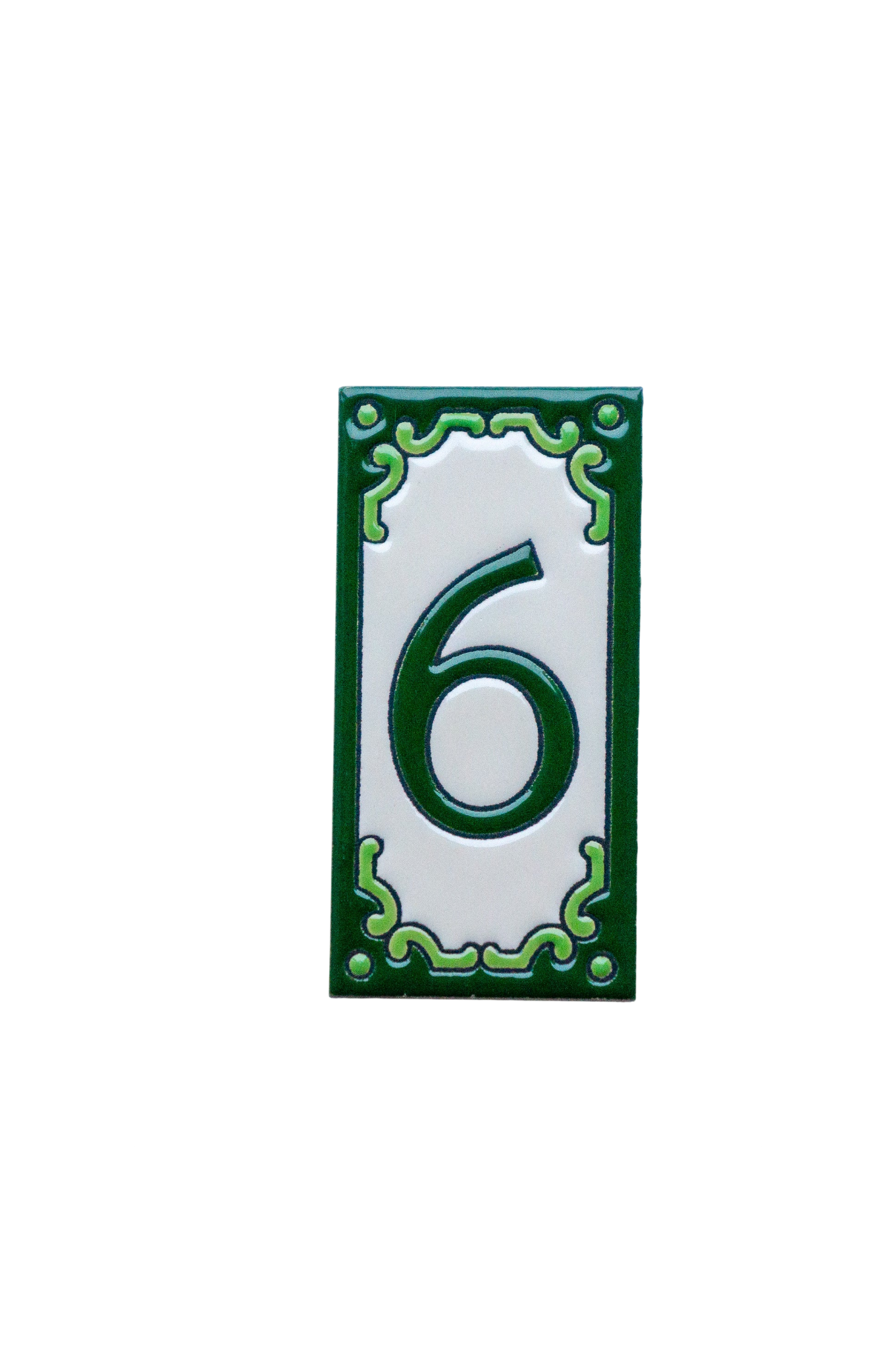 Jacho Green | Ceramic Door Number Tile & Frame – 5.5cm x 11cm (2.17" x 4.33")