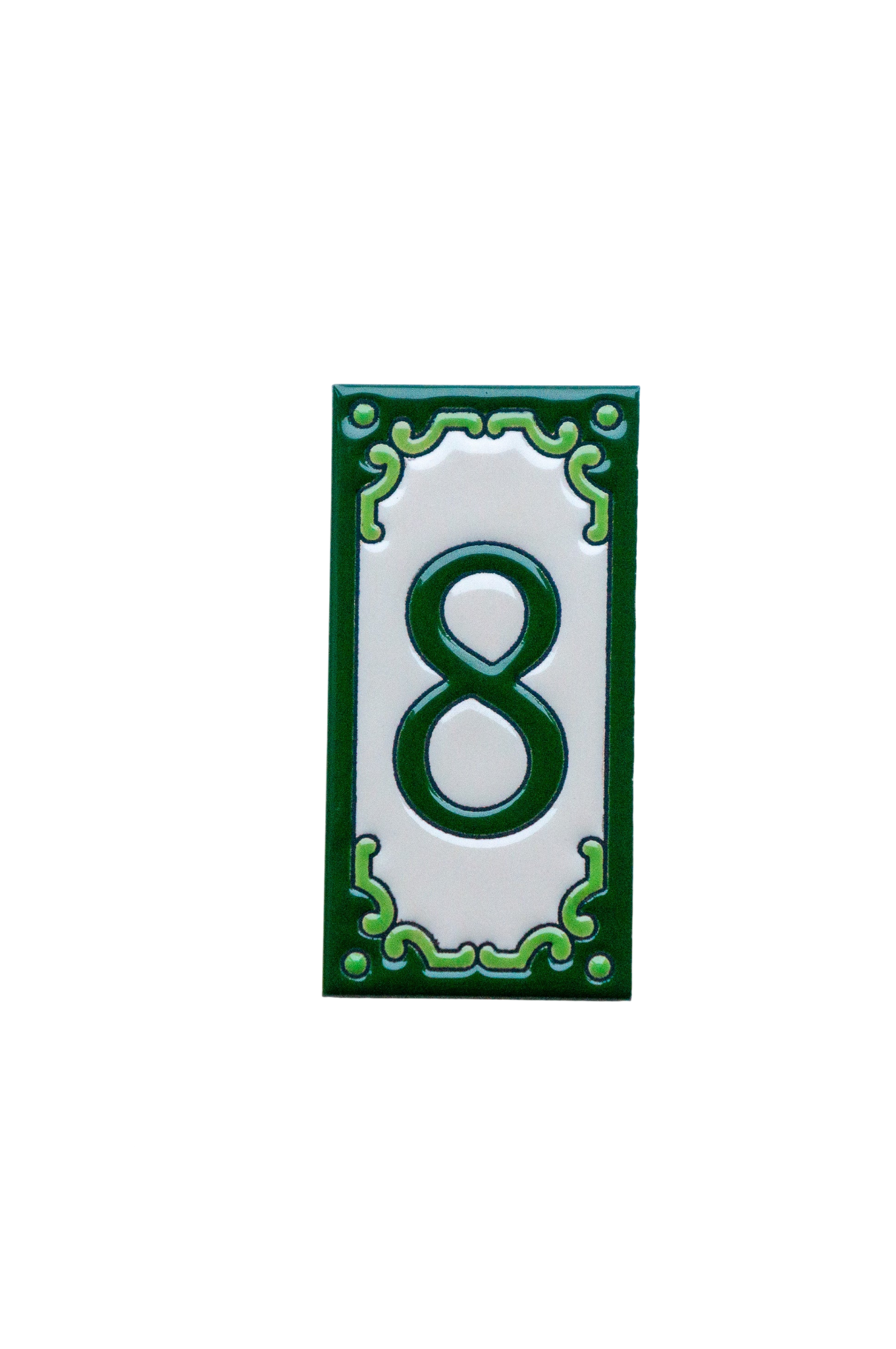 Jacho Green | Ceramic Door Number Tile & Frame – 5.5cm x 11cm (2.17" x 4.33")